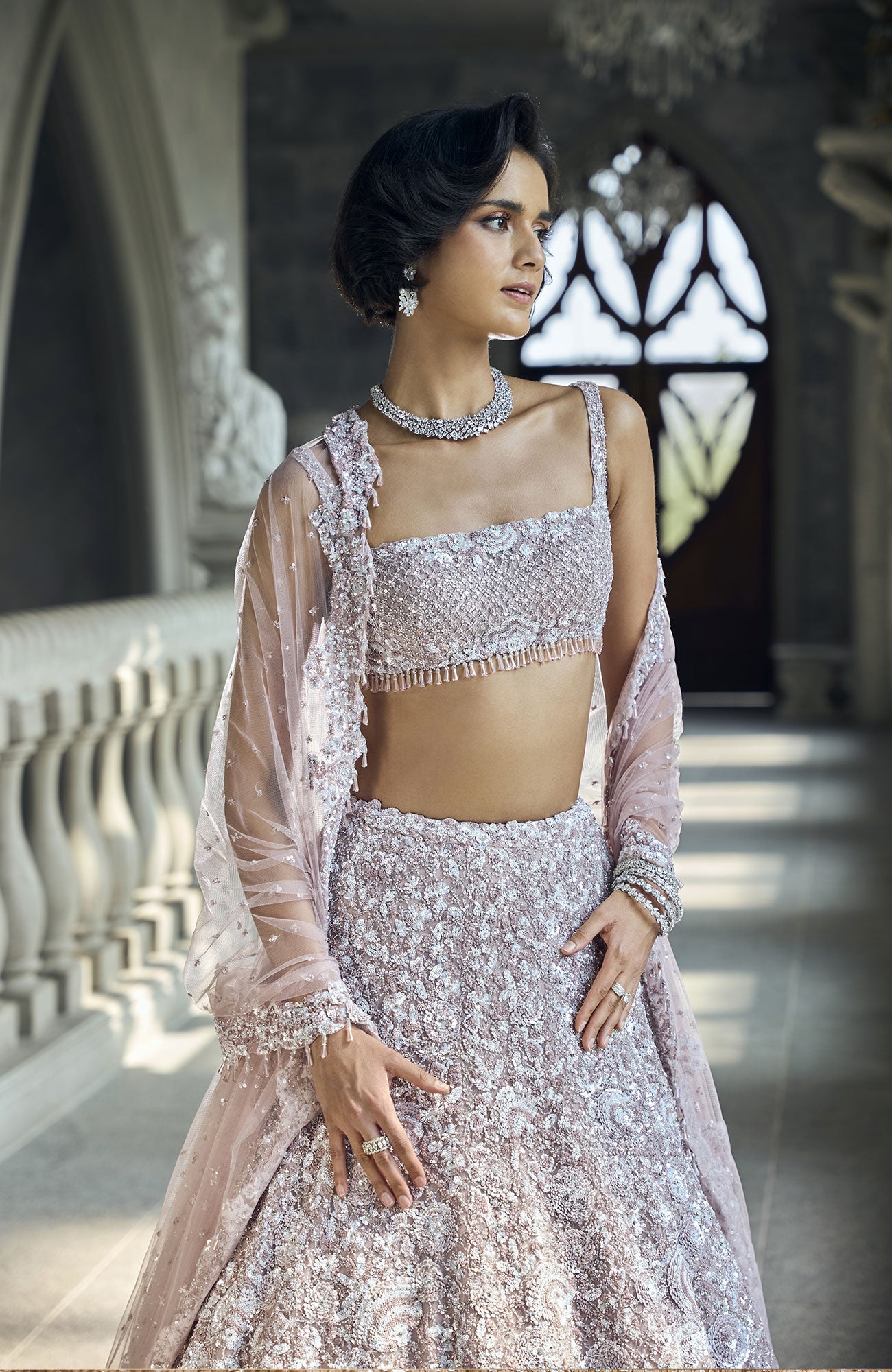 Mauve Sequin Lehenga Set