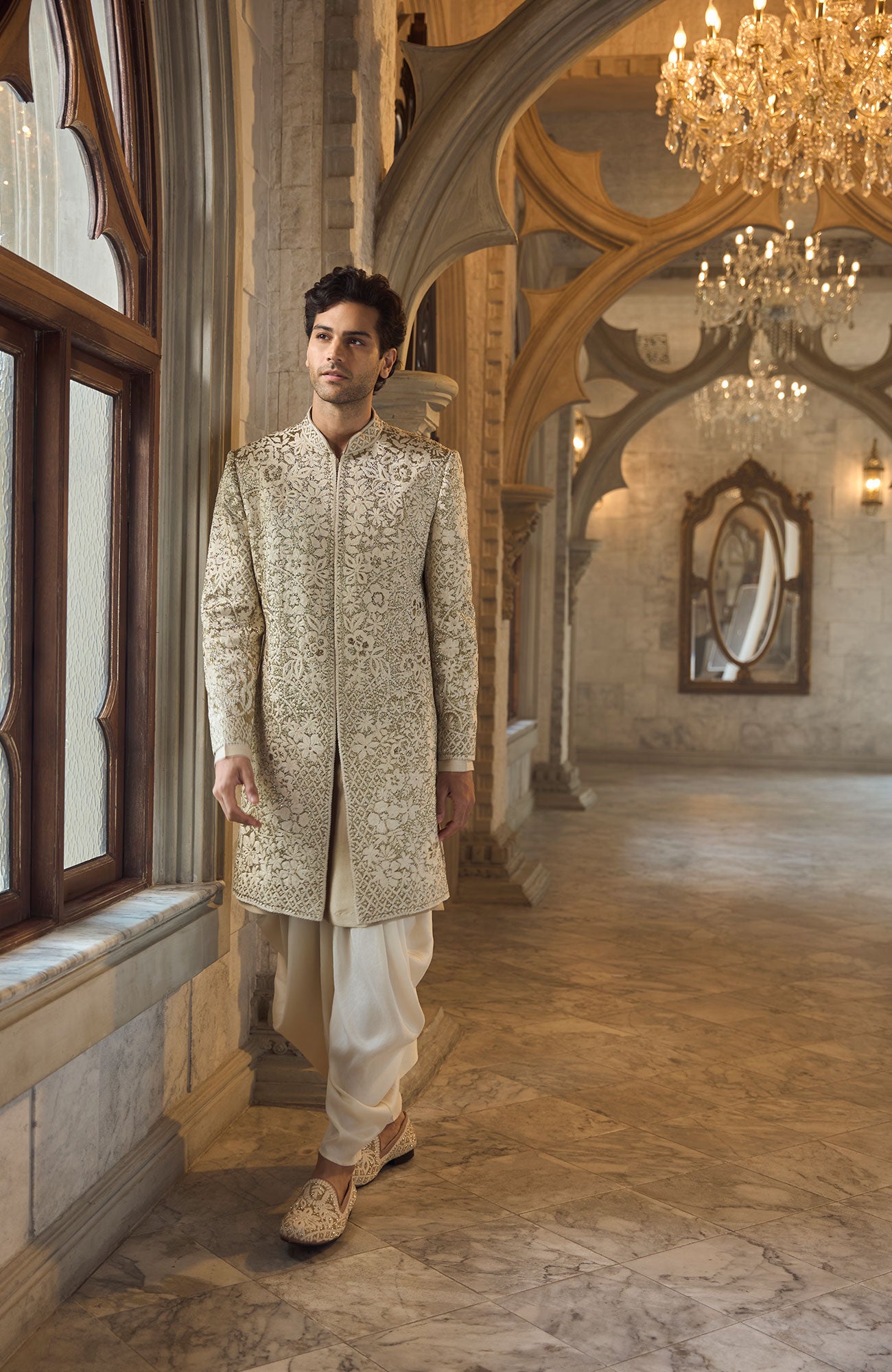 Antique Gold Sherwani Set