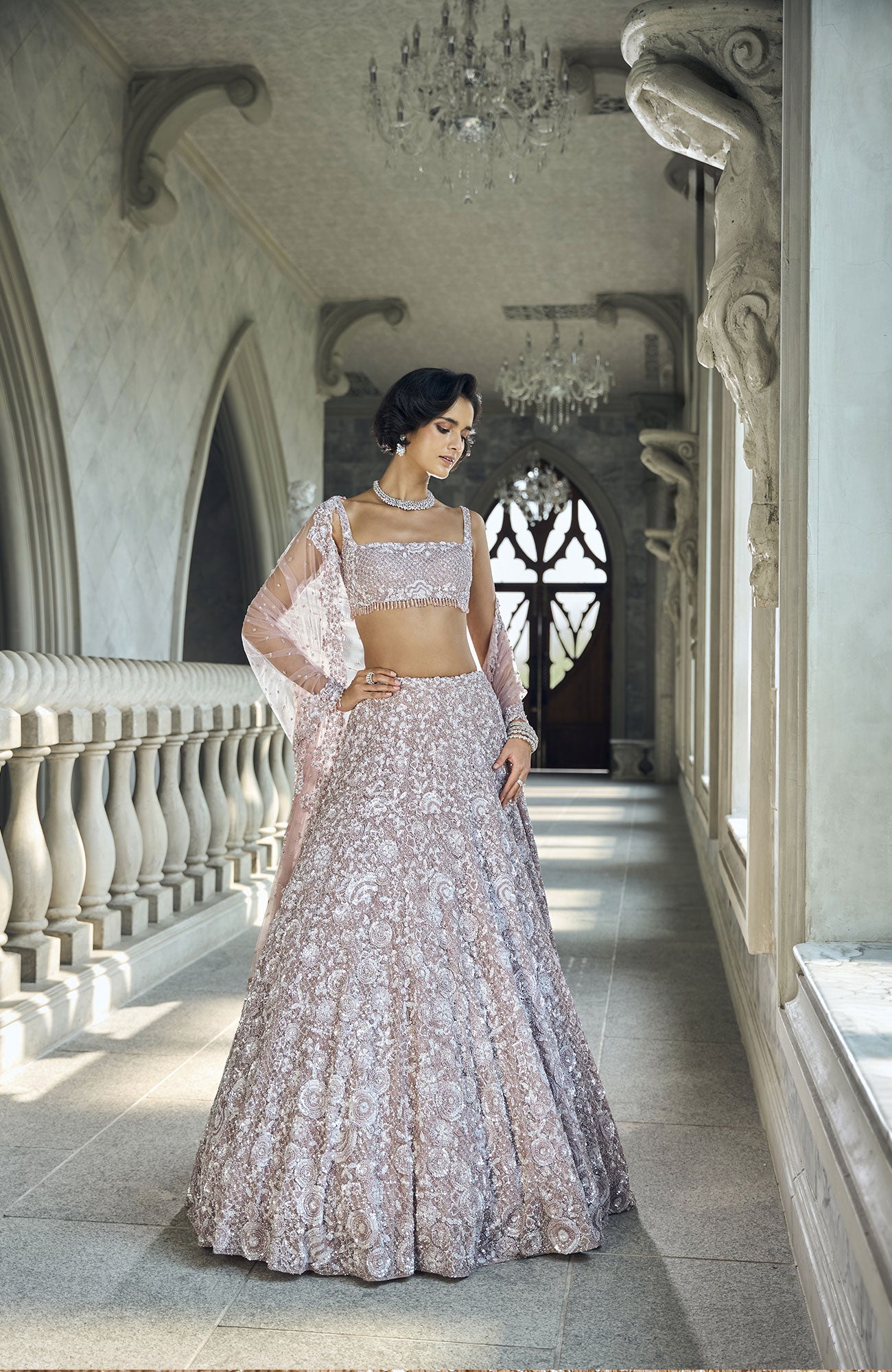 Mauve Sequin Lehenga Set