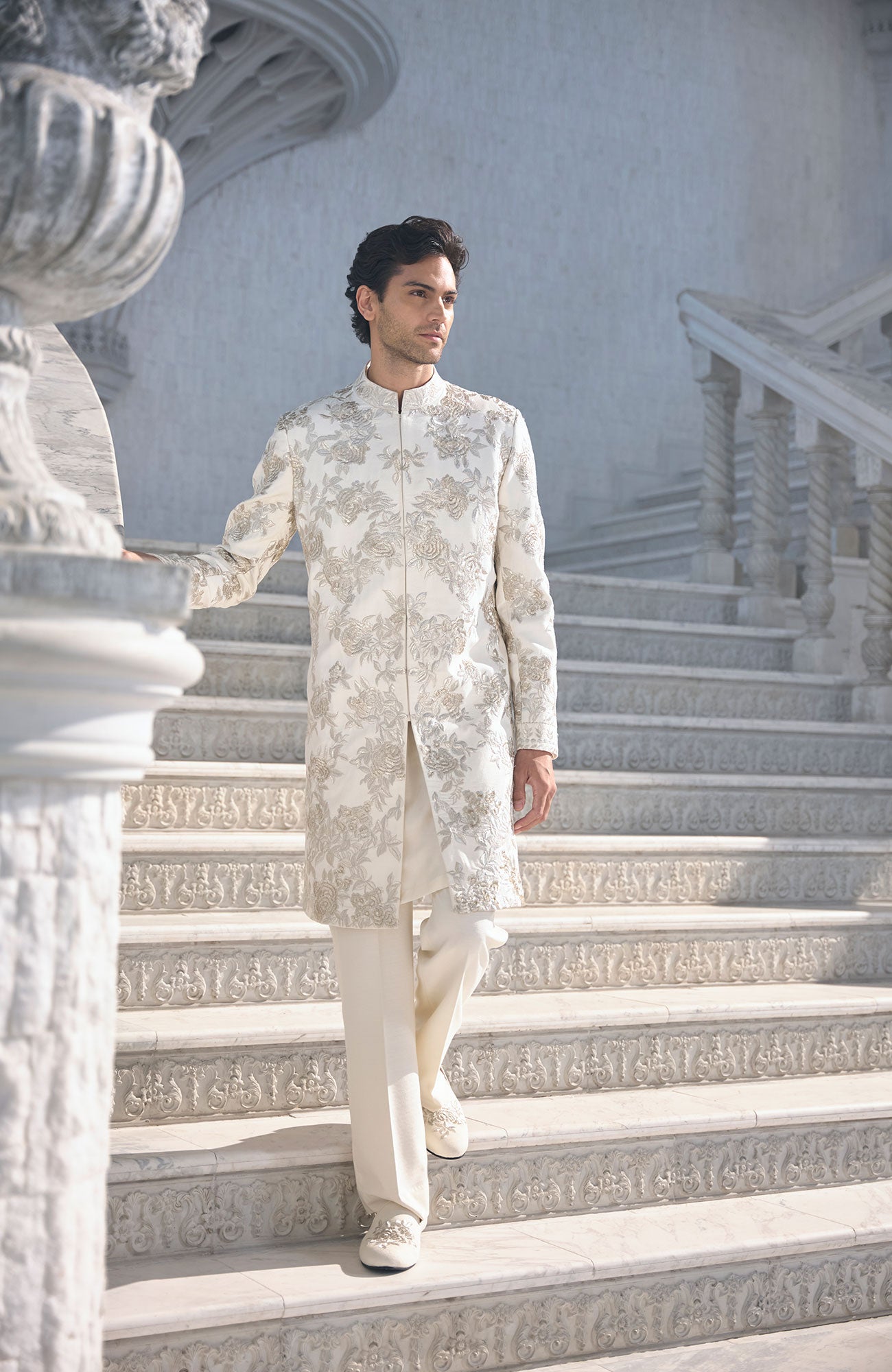 Gold Silver Sherwani Set
