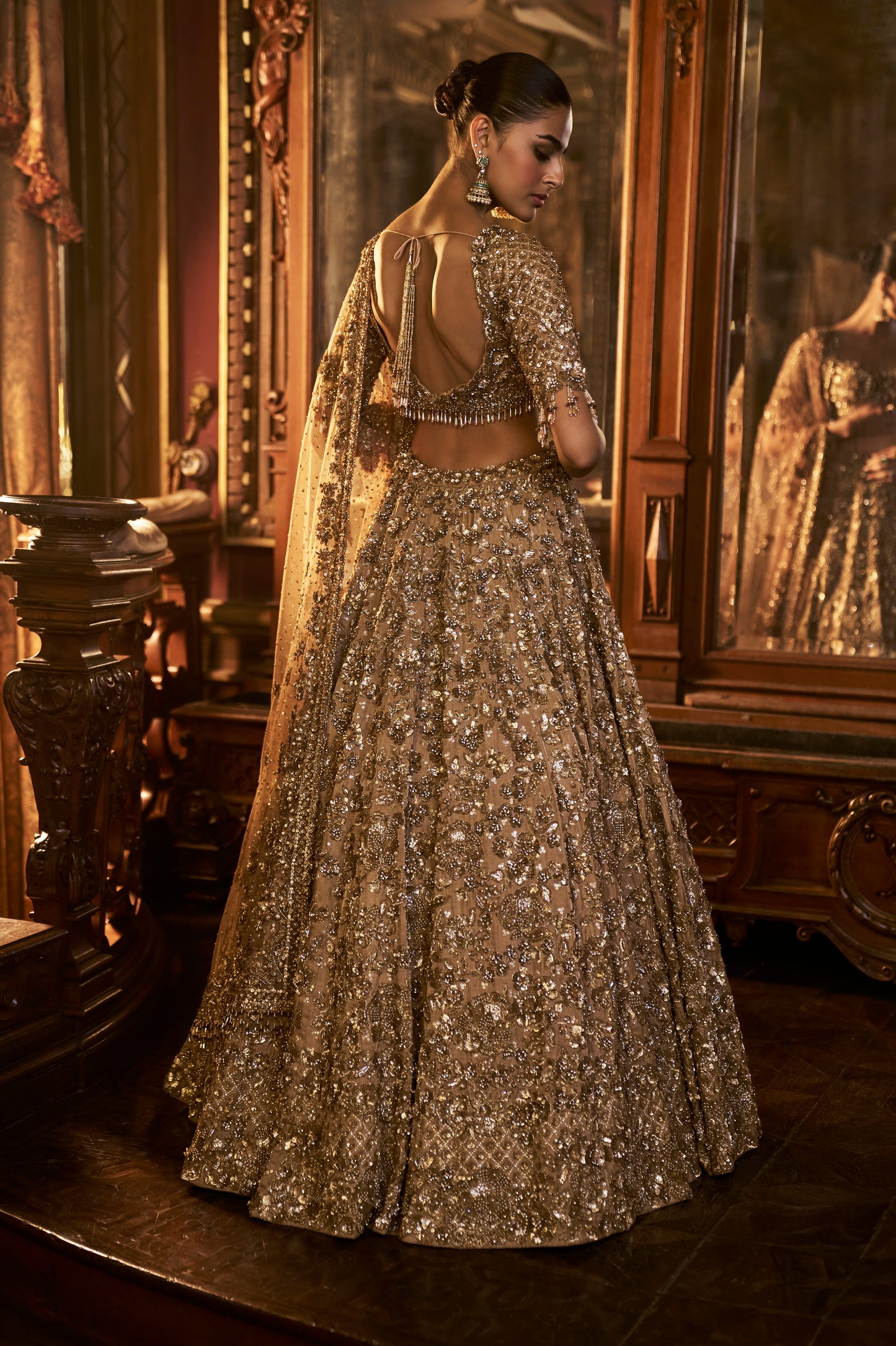 Gold Tissue Lehenga Set
