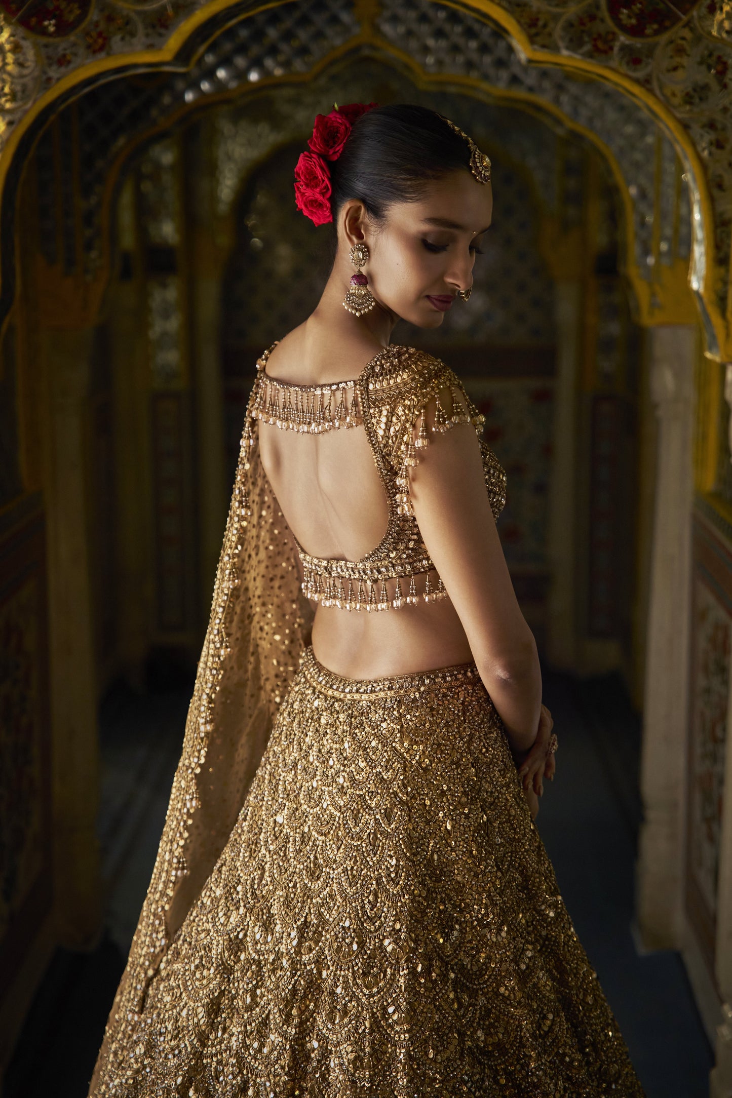 Antique Gold Scalloped Lehenga Set