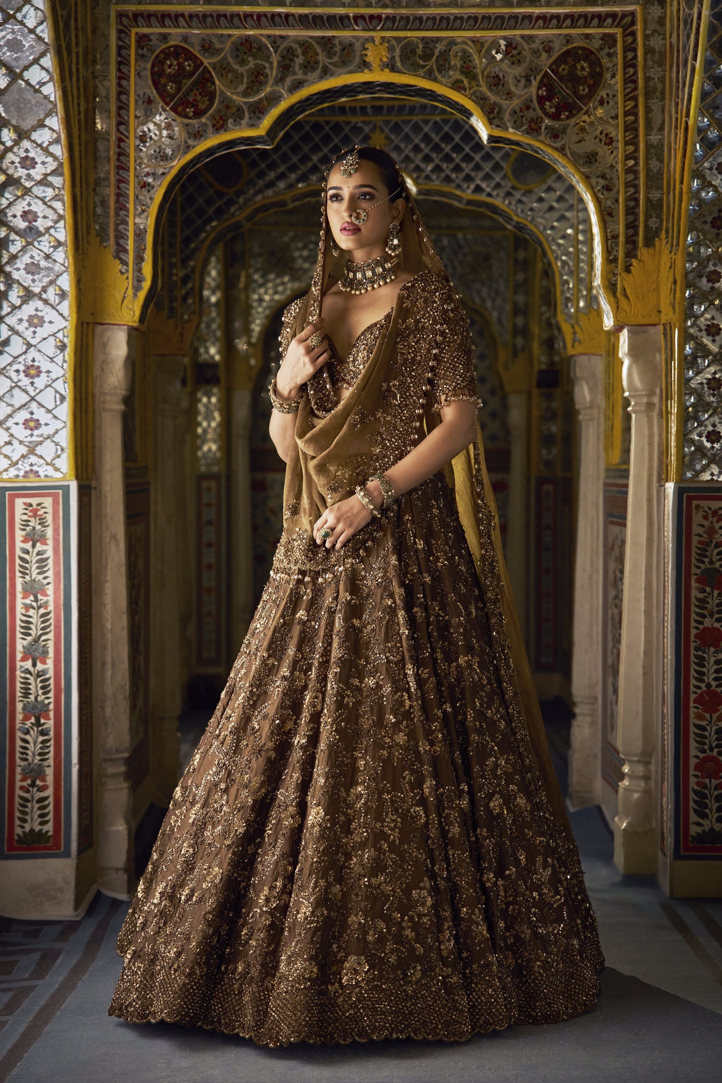 Bronze Tissue Lehenga Set