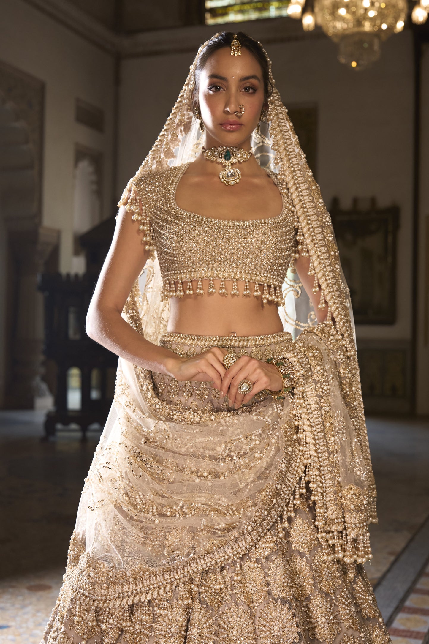 Champagne Pearl Lehenga Set