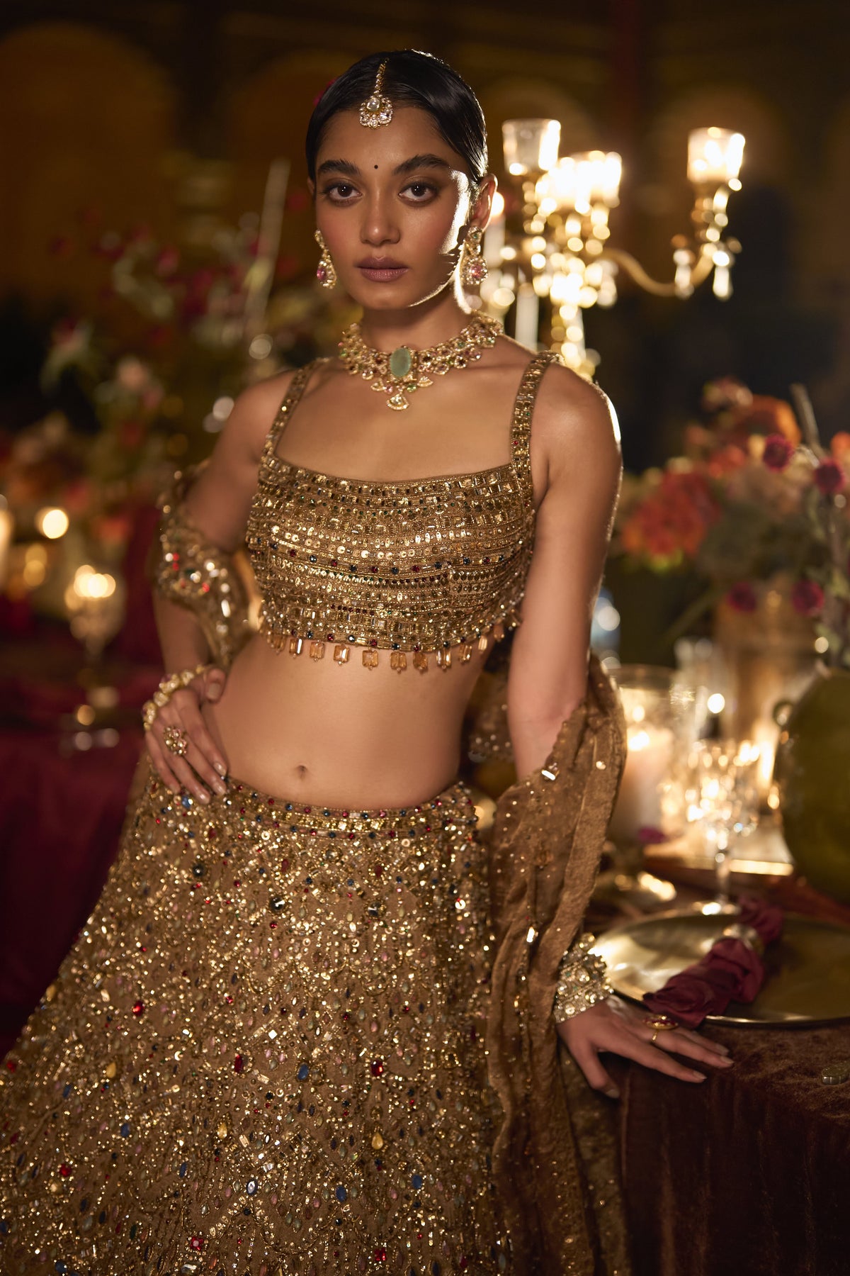Antique Gold Scalloped Lehenga Set