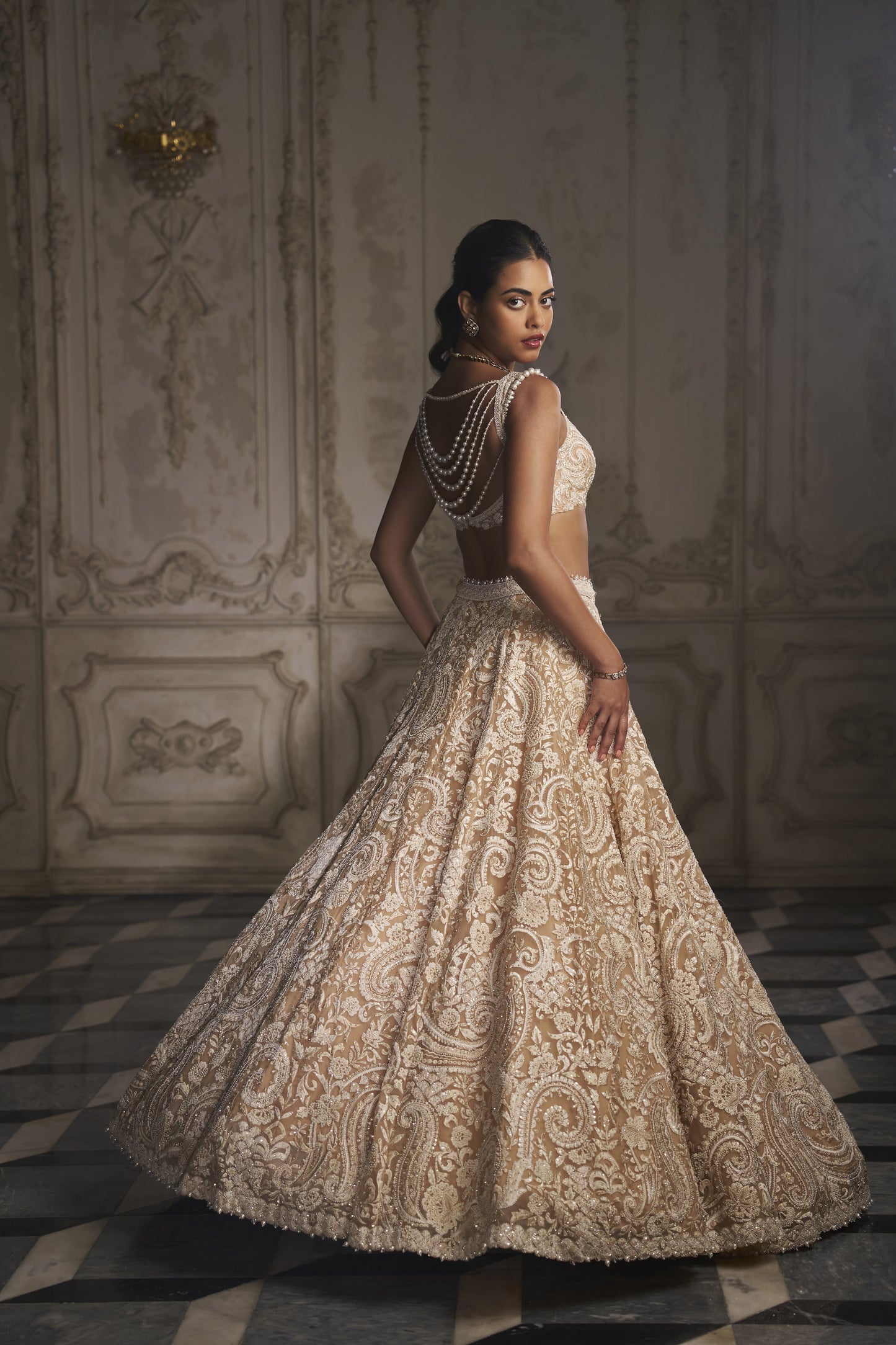 Nude Paisley Lehenga Set