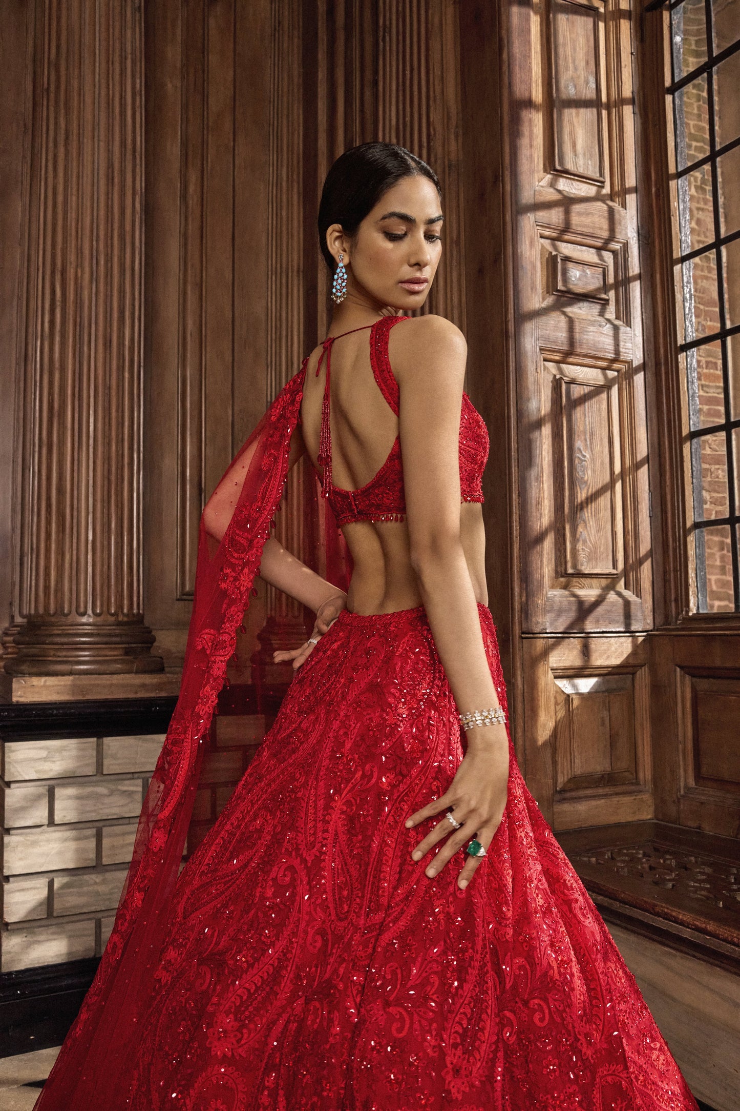 Red Paisley Lehenga Set