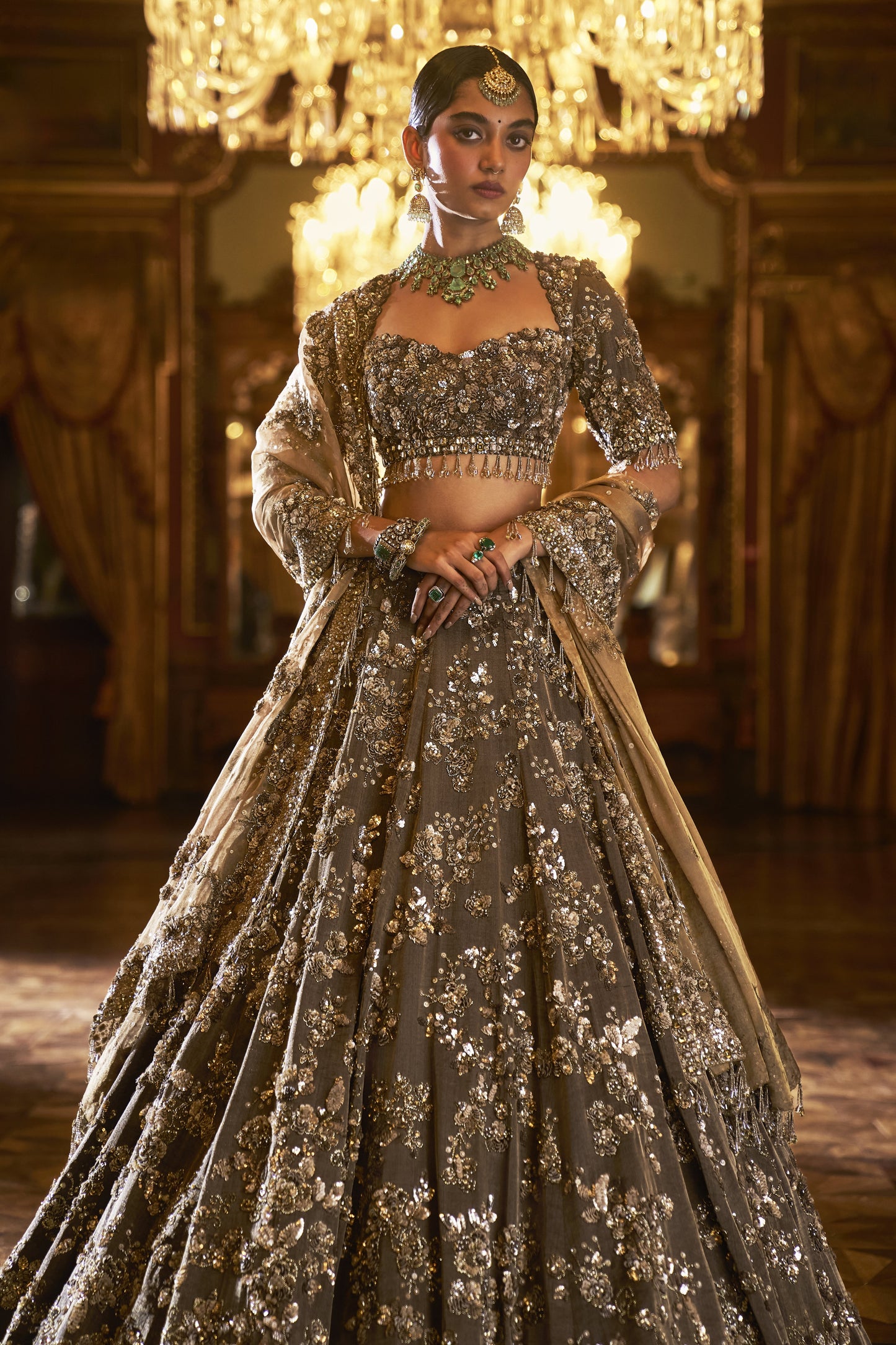 Coffee Brown Tissue lehenga Set