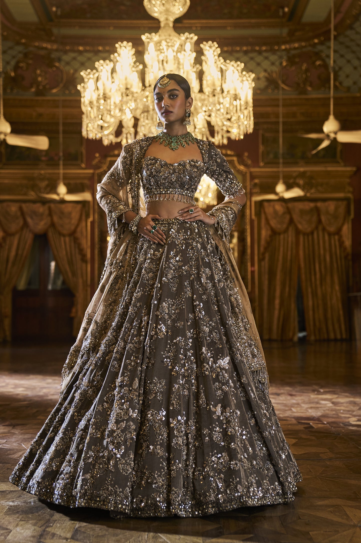 Coffee Brown Tissue lehenga Set