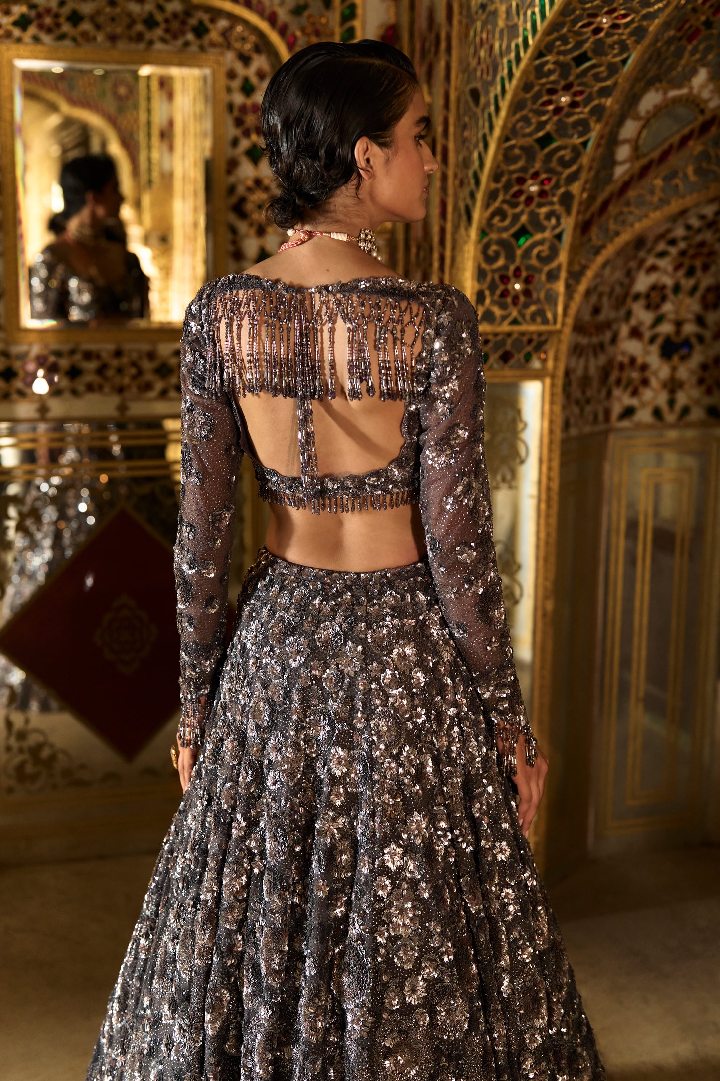 Charcoal Sequin Lehenga Set