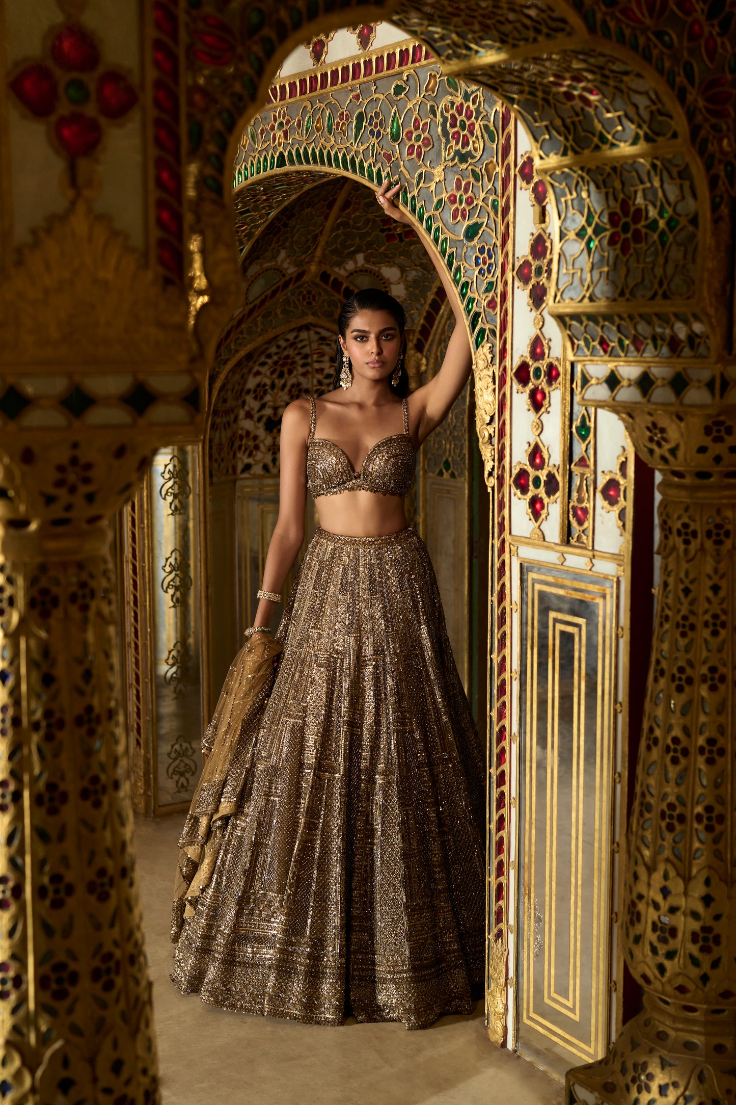 Gold Sequin Lehenga set
