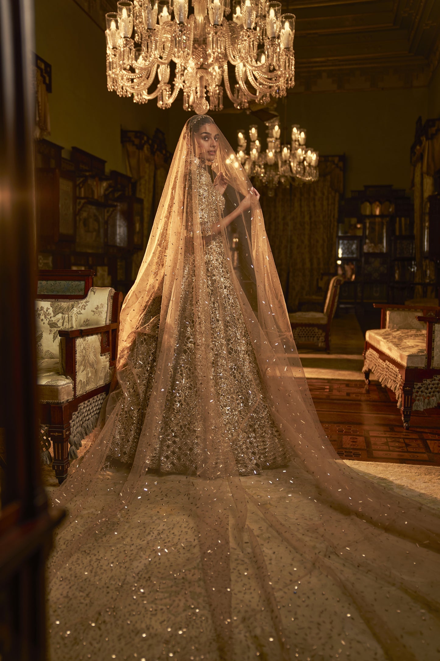 Gold Cut Work Lehenga Set