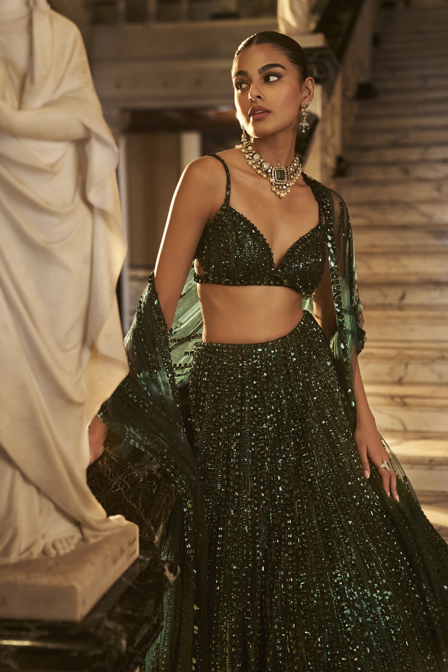 Emerald Green Designer Lehenga Set
