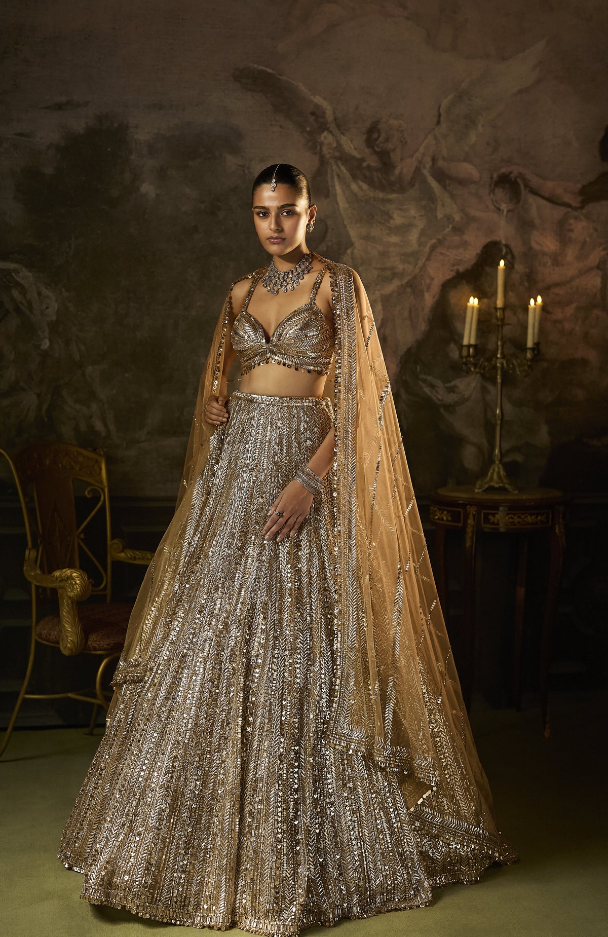 Gold Silver Lehenga Set