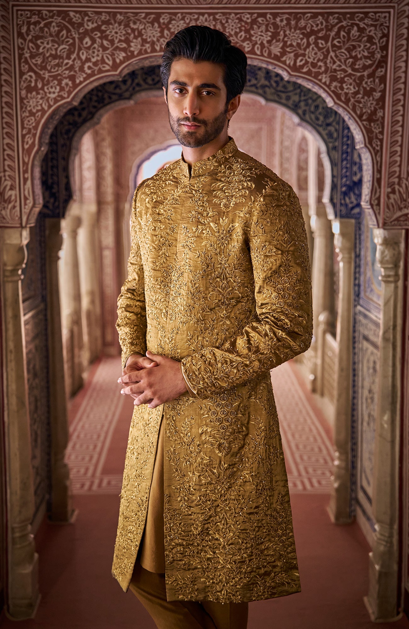 Antique Gold Sherwani Set