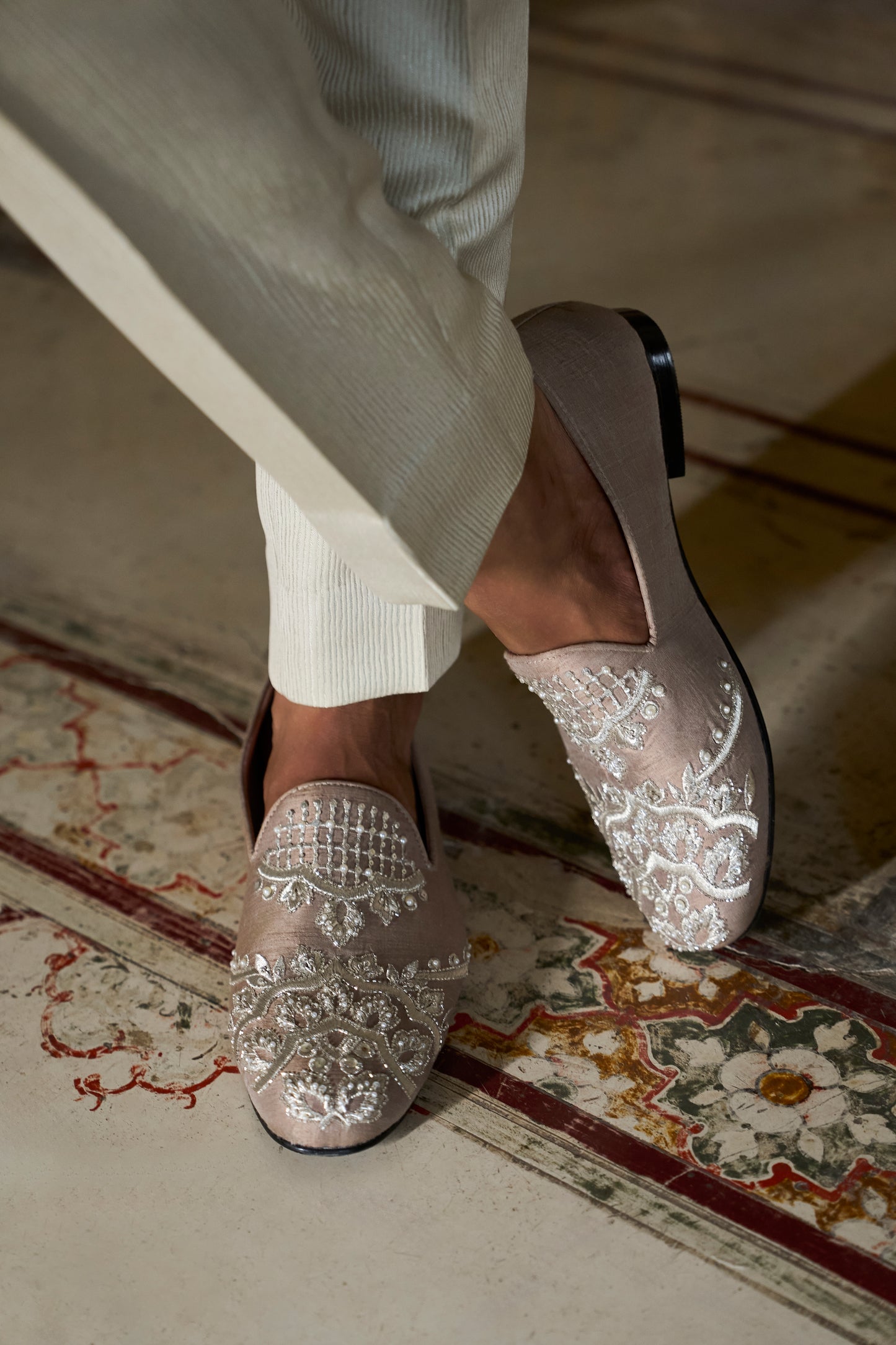 Silver Geometric Designer Sherwani Set