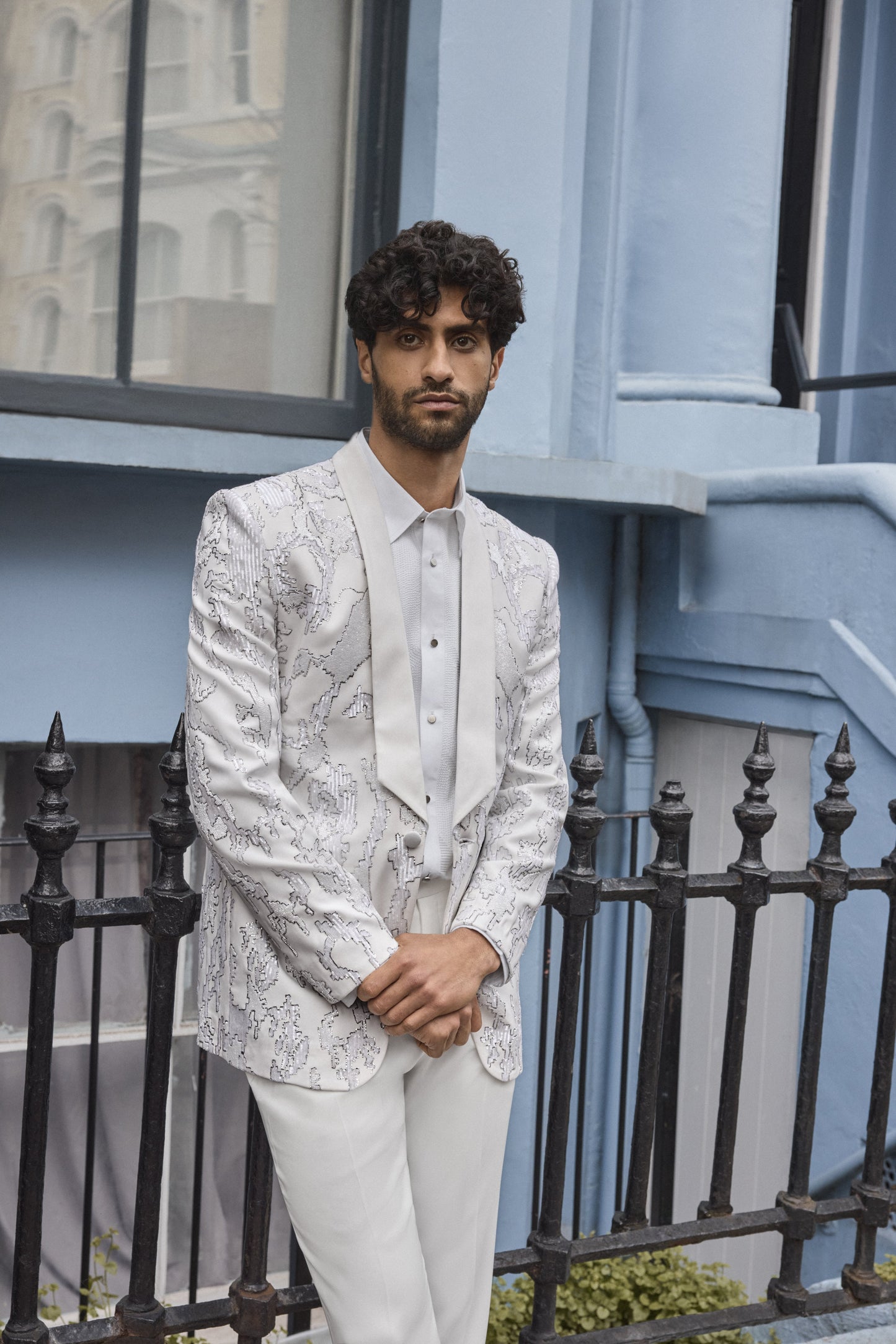 Ivory Silver Tuxedo Set