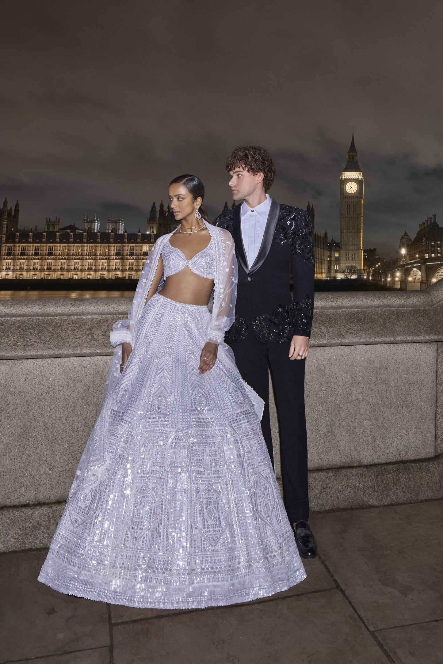 Black Embroidered Tuxedo Set