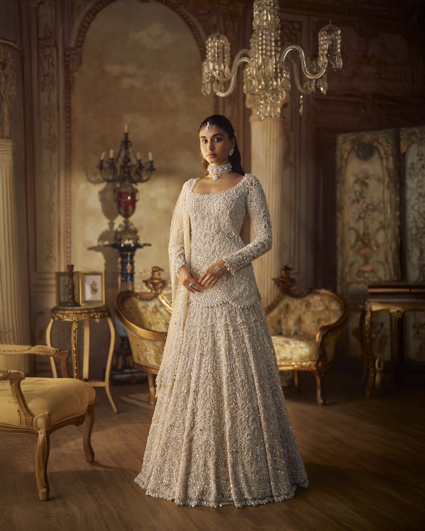 Vinatge Ivory Pearl Lehenga Set