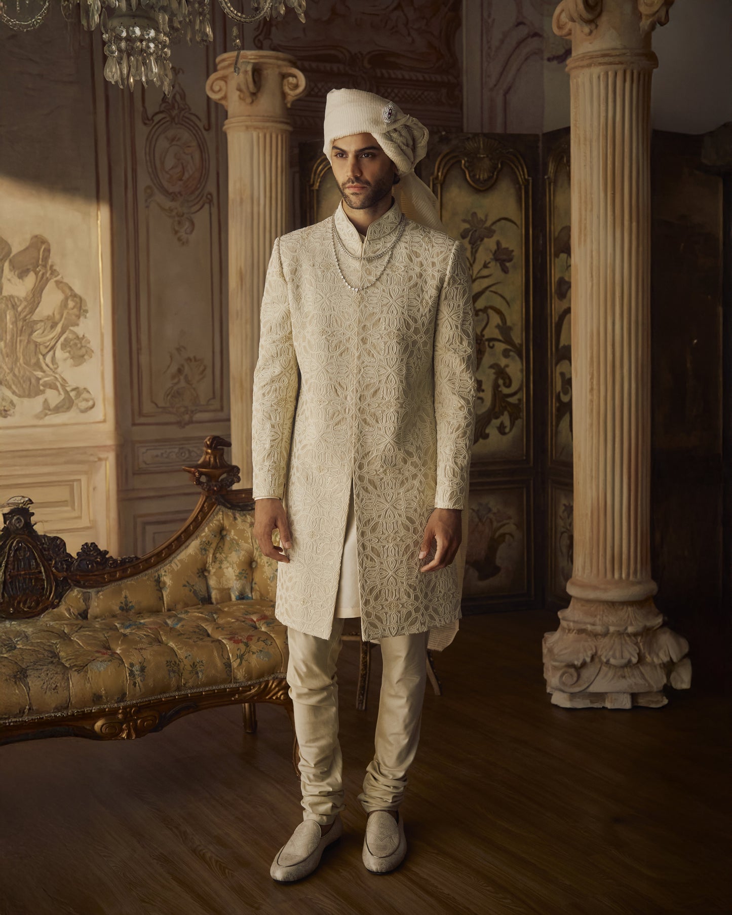 Nude Pearl Sherwani Set