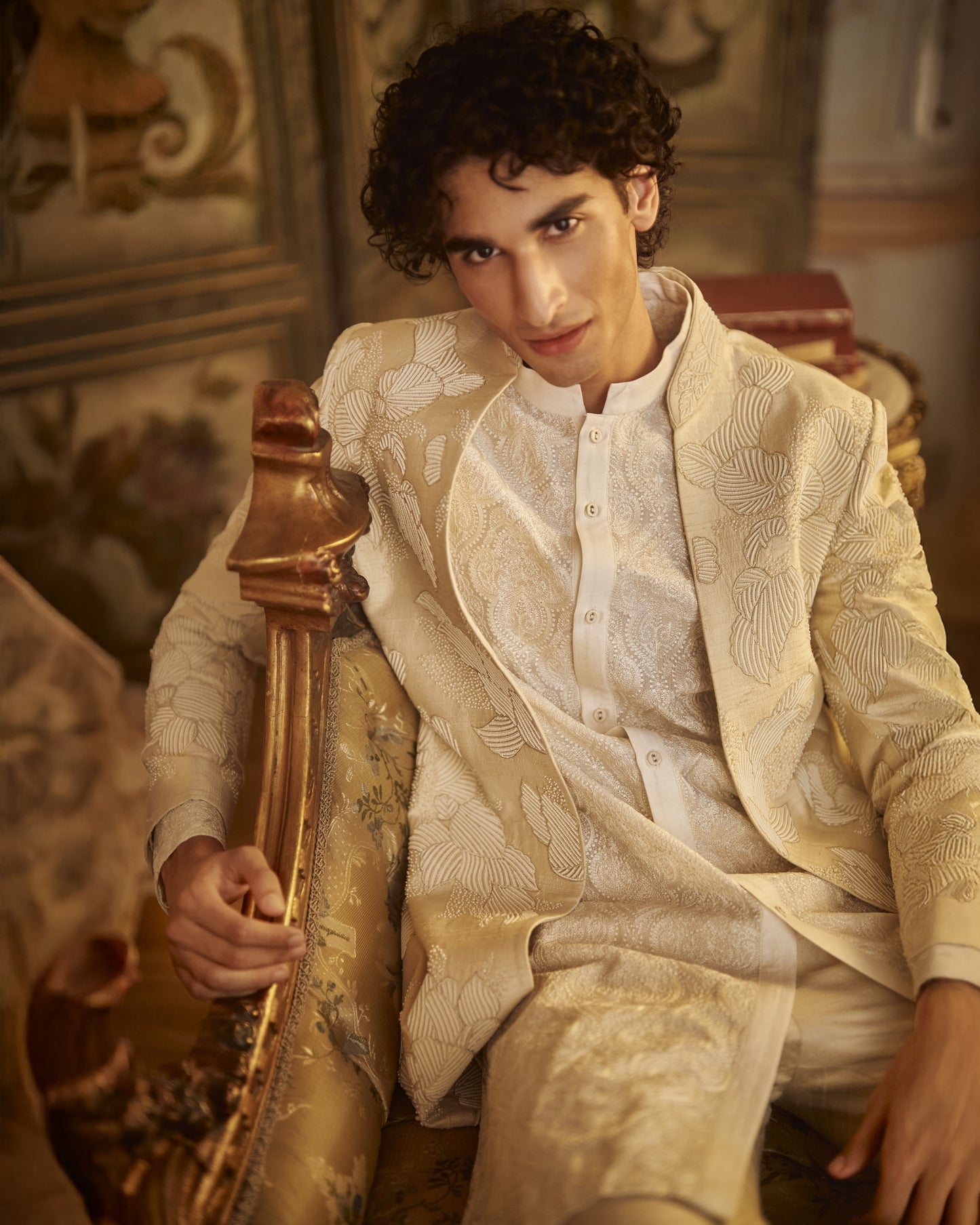 Nude Open Sherwani Set