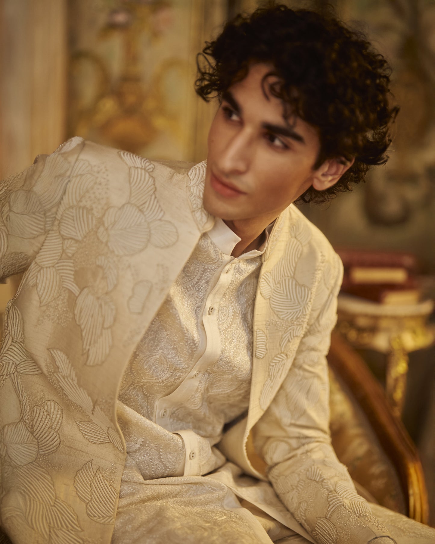Nude Open Sherwani Set