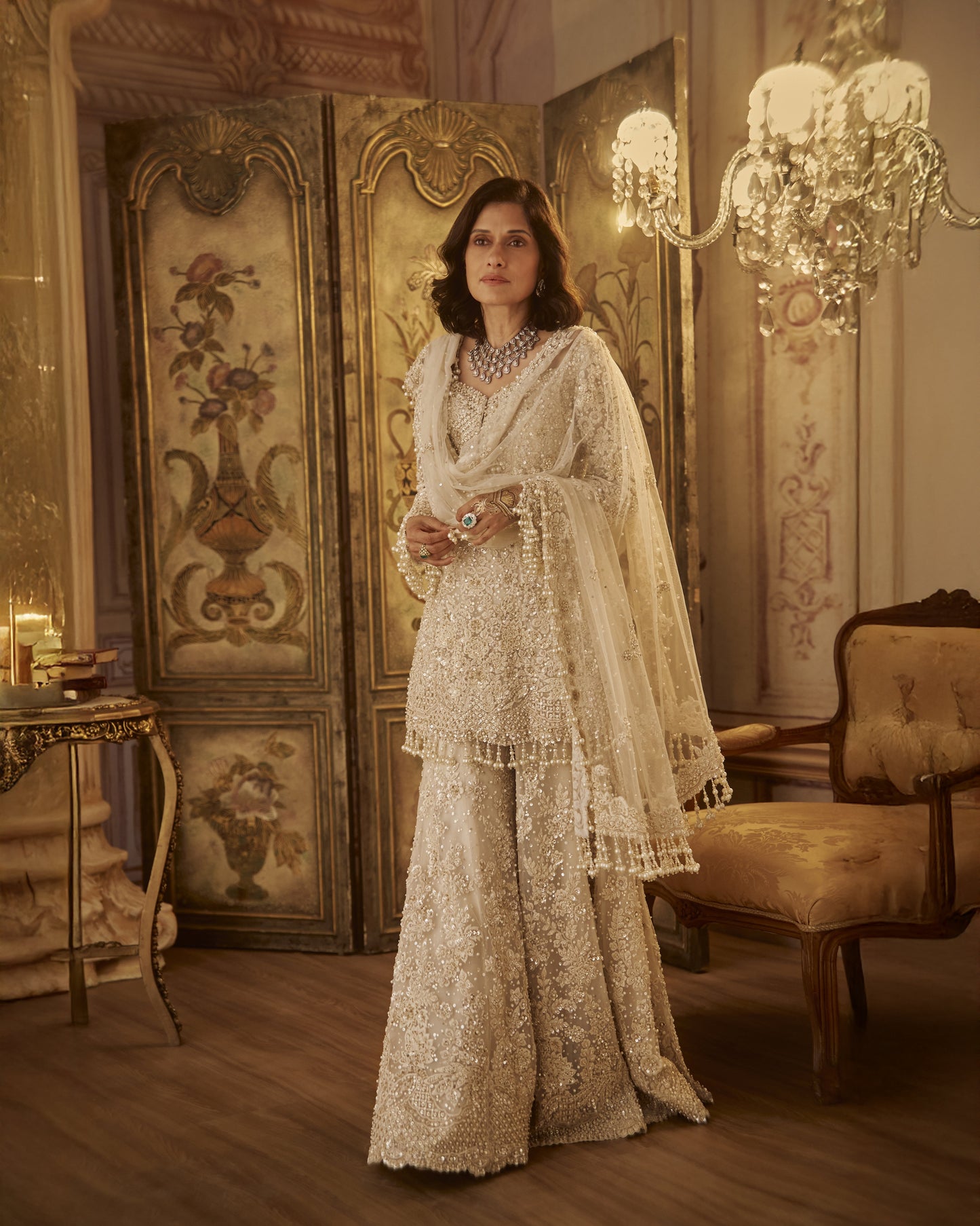 Ivory Pearl Sharara Set