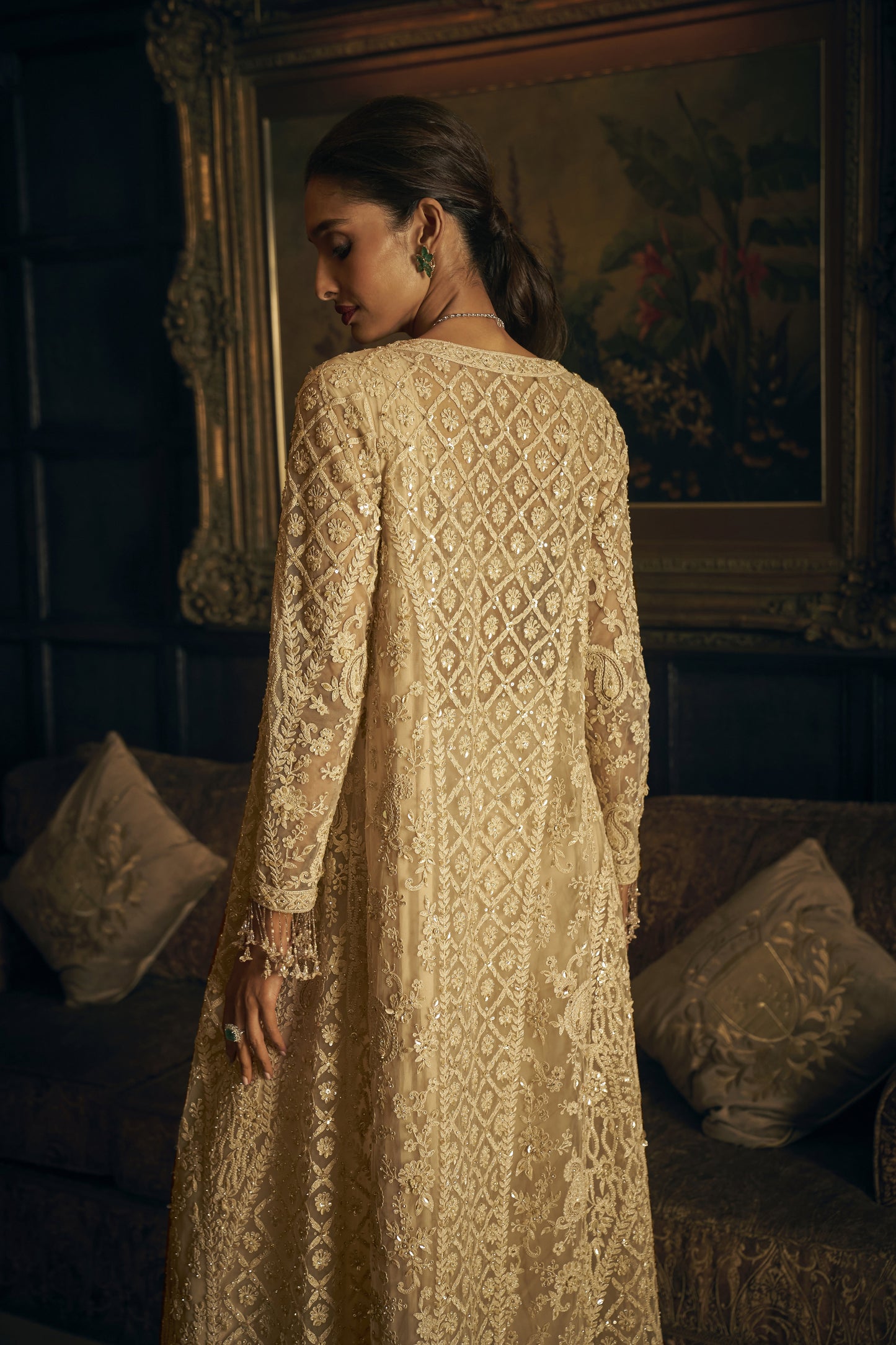 Nude Stitched & Jacket Saree