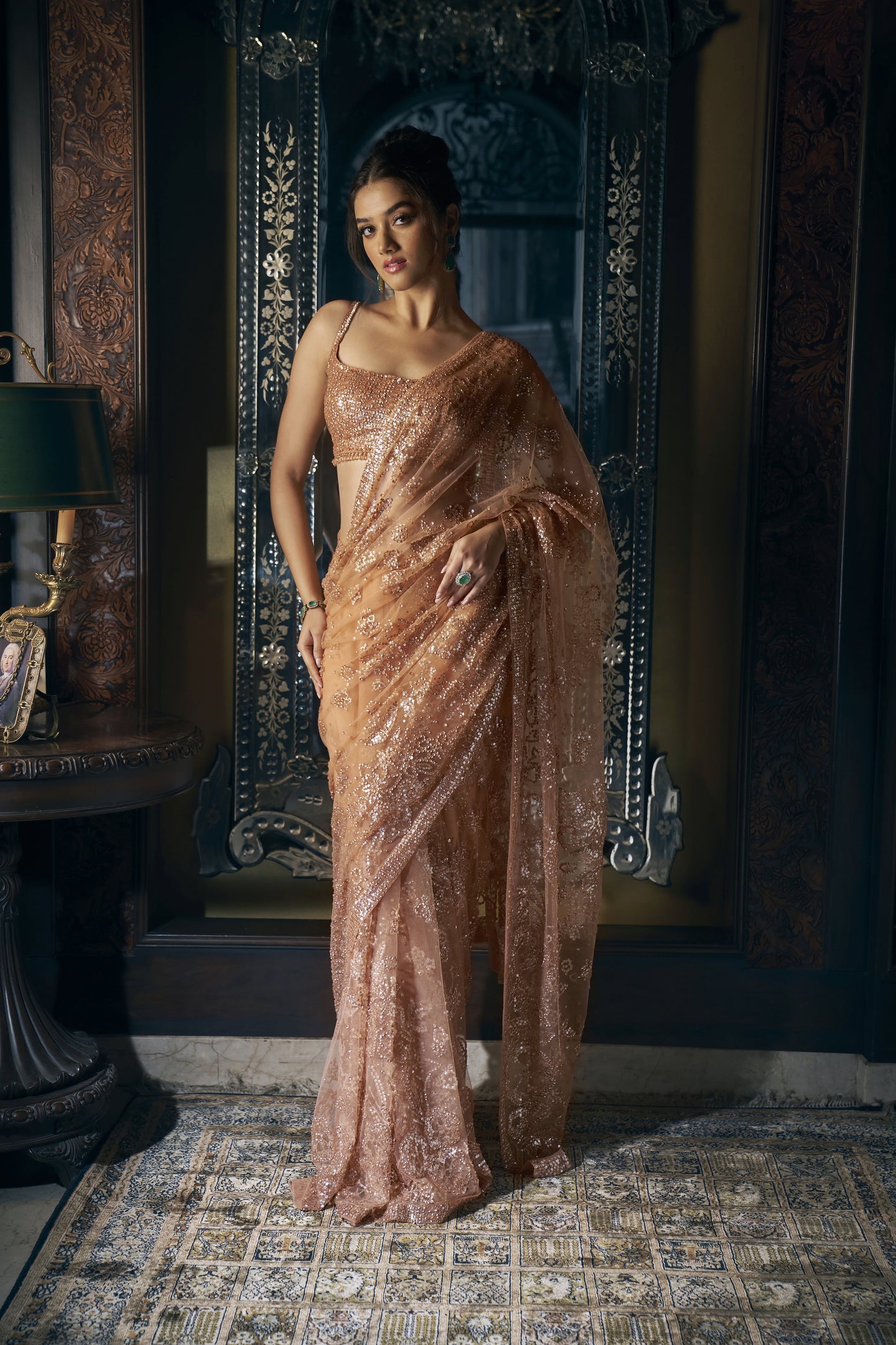 Copper Sequin Saree