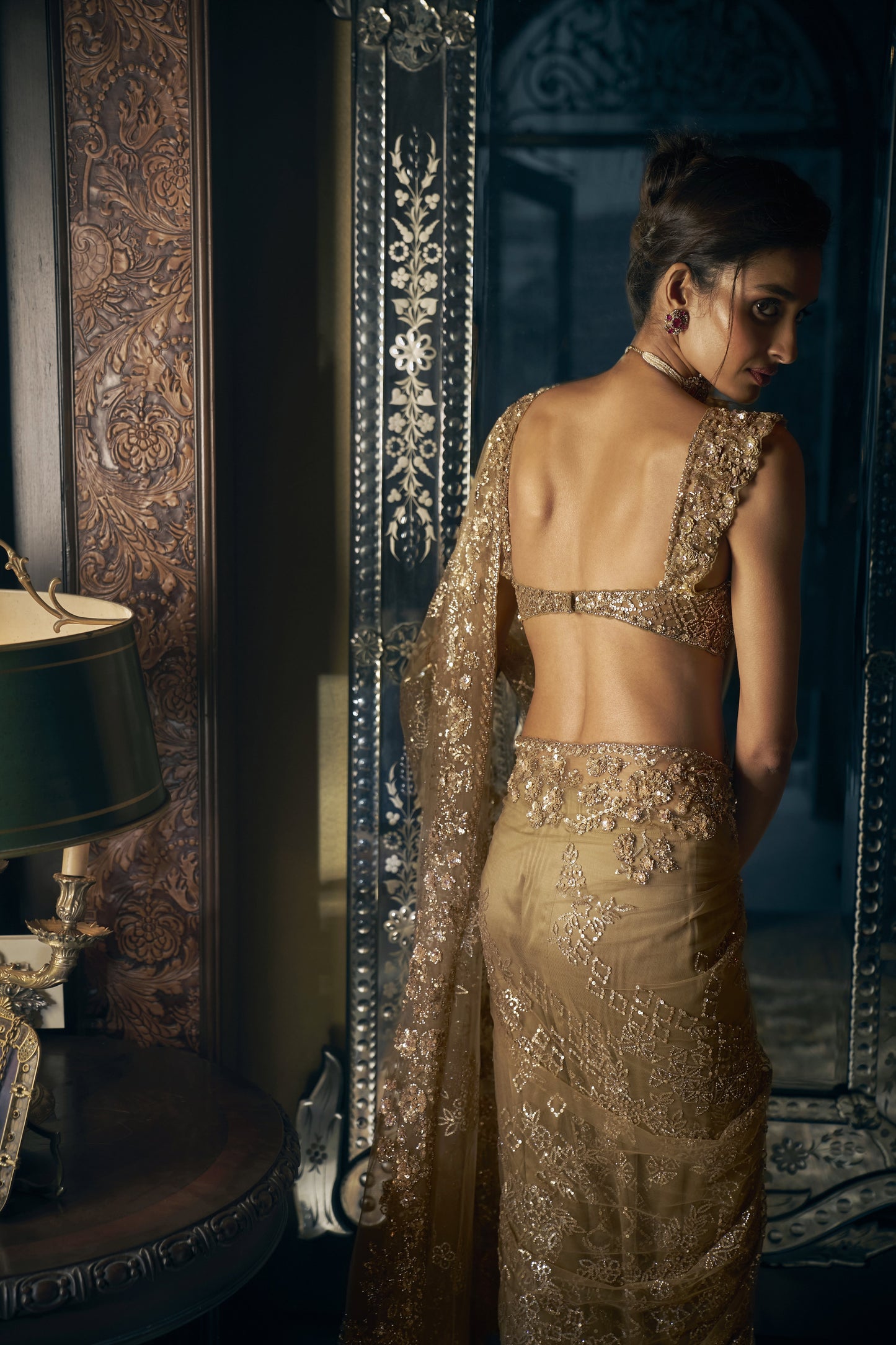 Anitque Gold Sequin Saree