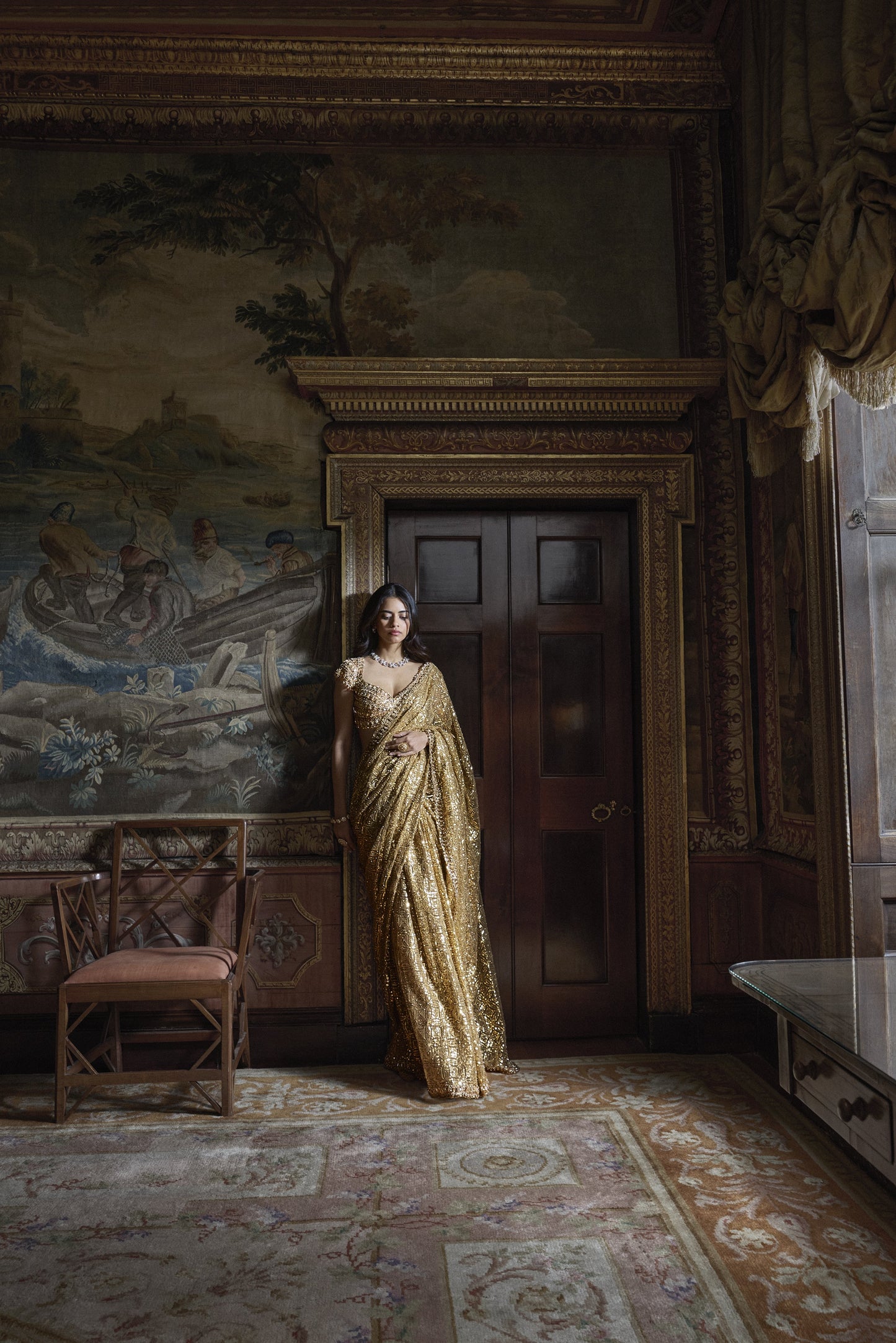 Antique Gold Crsytal Saree