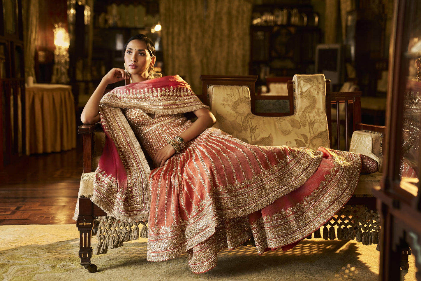 Burnt orange Gota Patti Sharara Suit