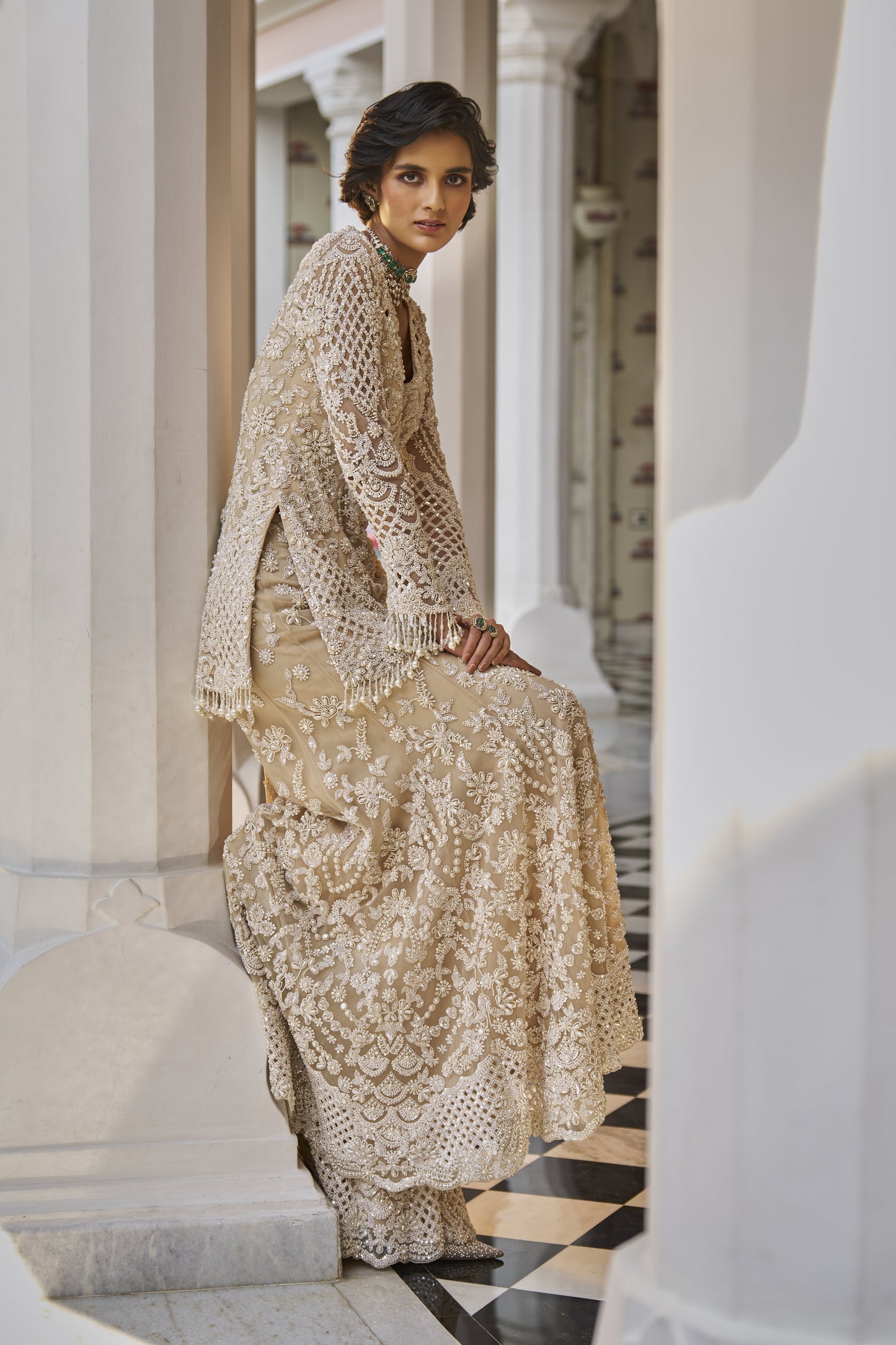 Nude Pearl Sharara Set