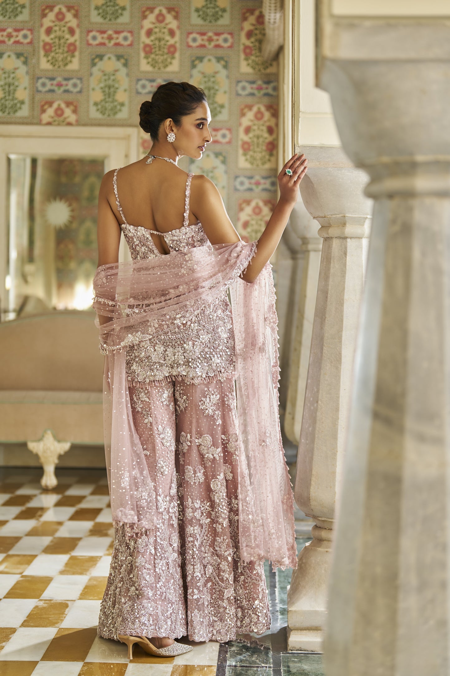 Mauve Sequin Sharara Set