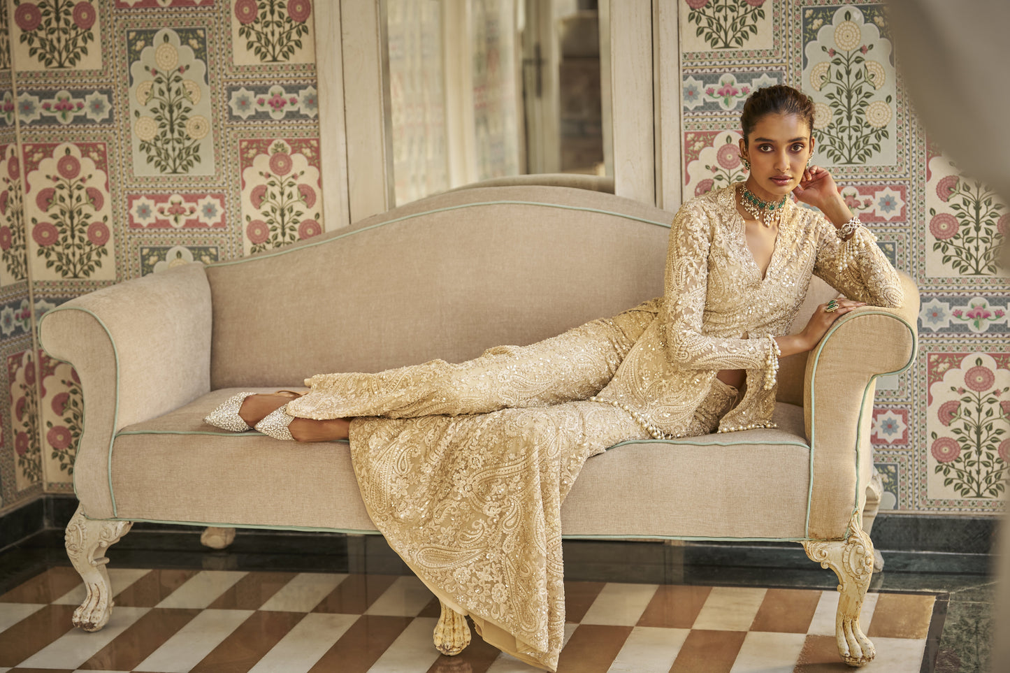 Nude Paisley Sharara Set