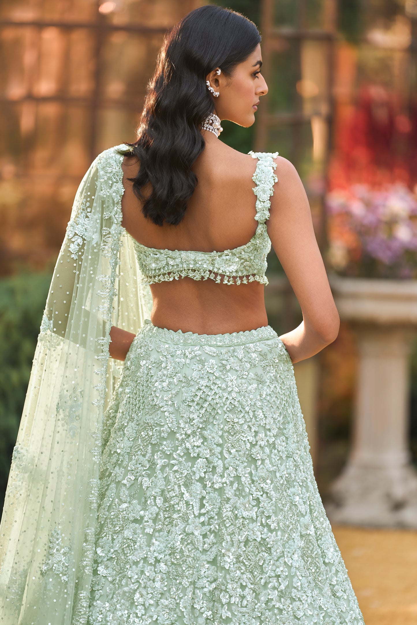 Soft Aqua Sequin Lehenga Set