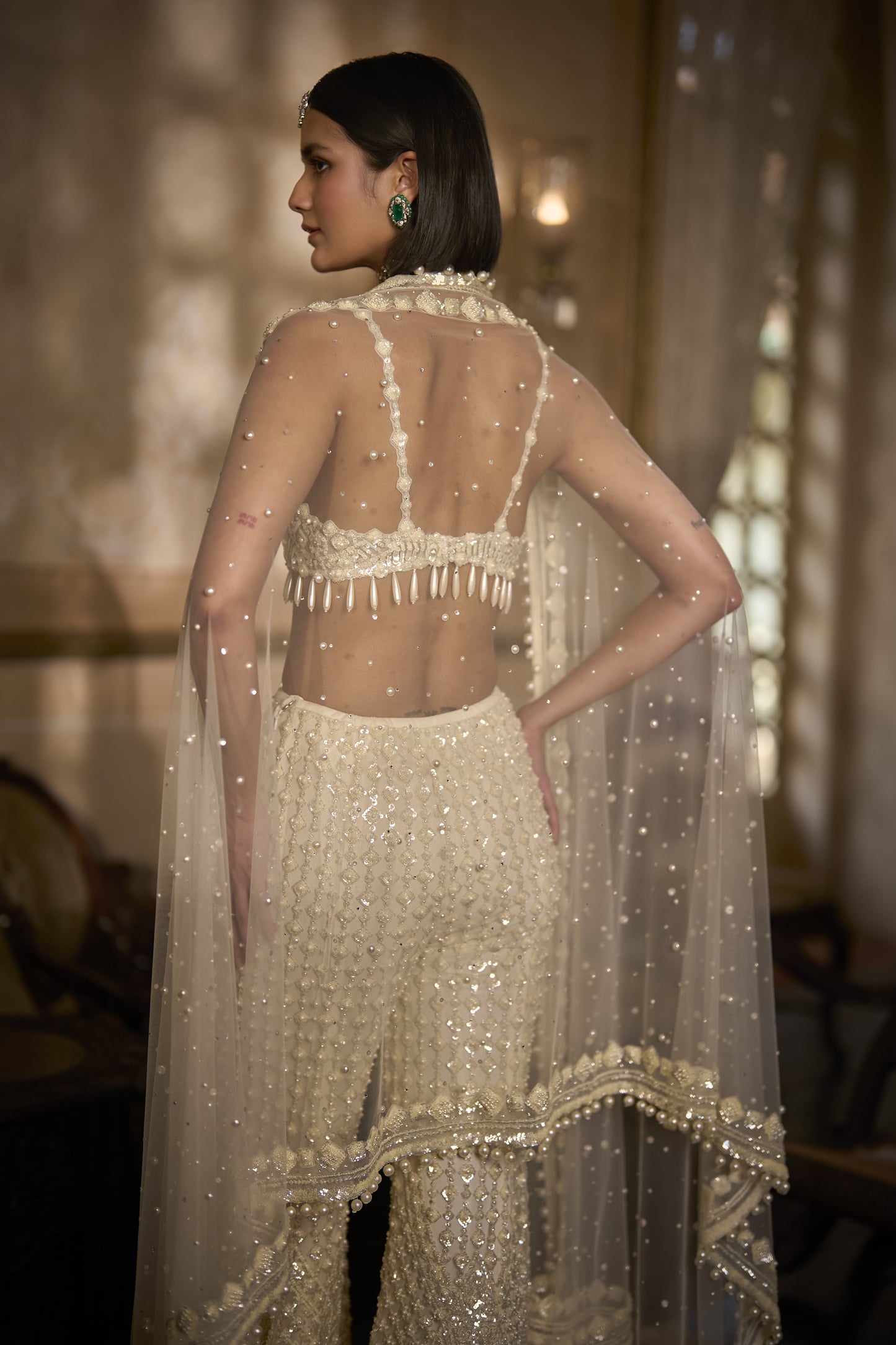 Cream Sharara - Pant Set