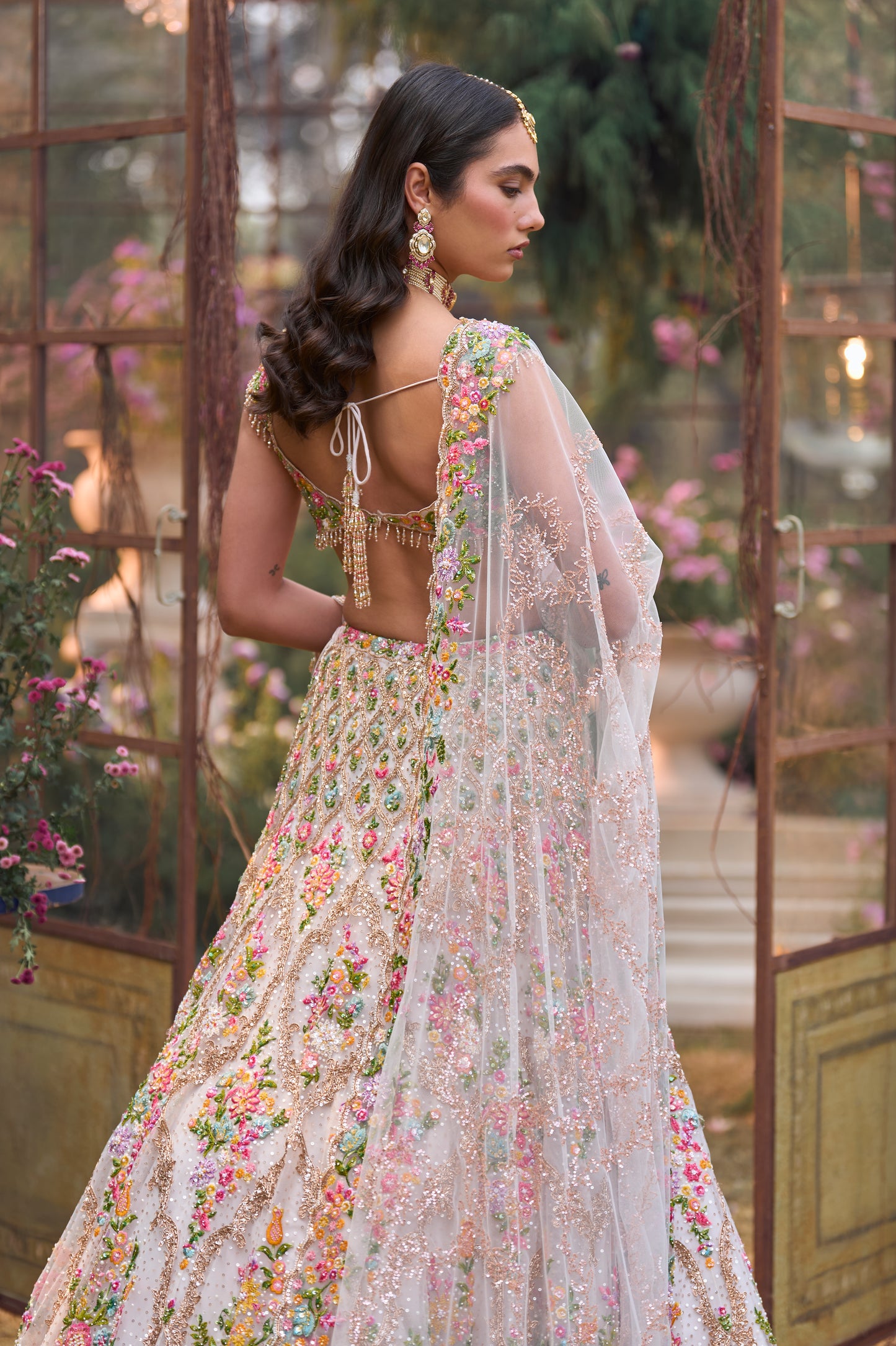 Multi-Coloured Floral Lehenga Set