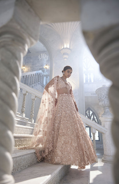 Powder Peach Cut Work Lehenga Set