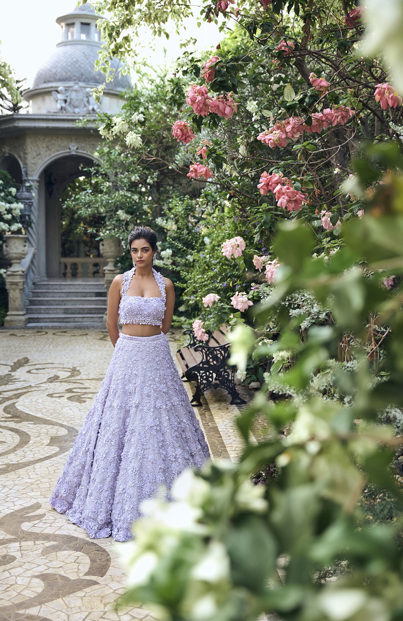 Lilac Three-Dimensional Lehenga Set