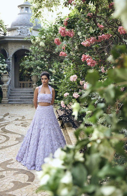 Lilac Three-Dimensional Lehenga Set