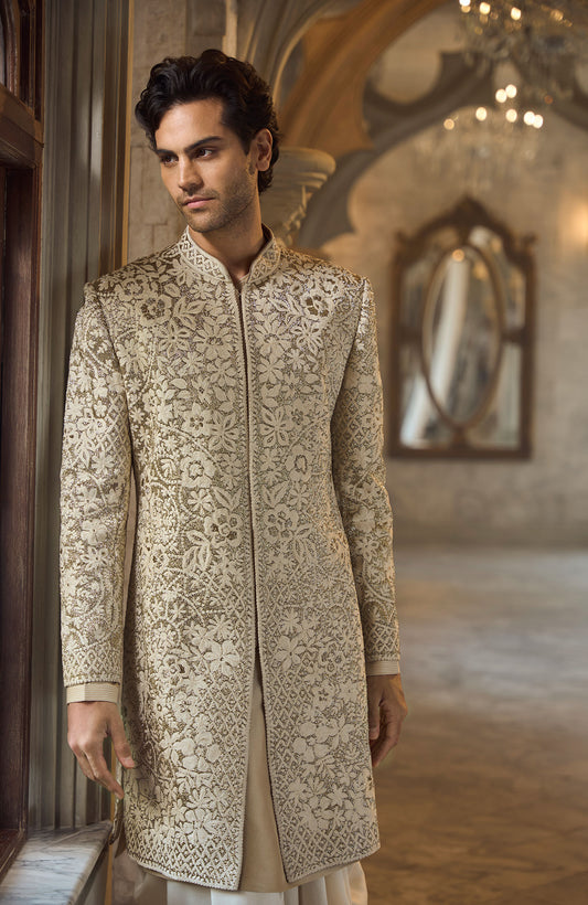 Antique Gold Sherwani Set