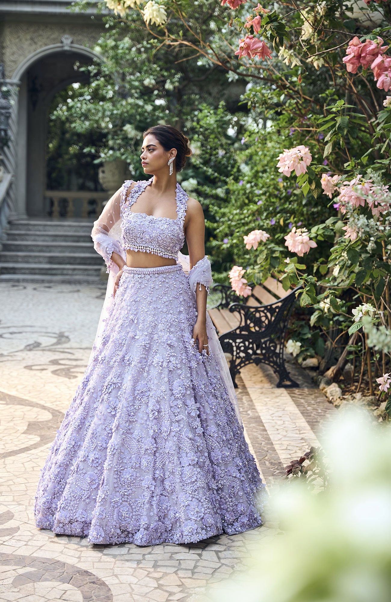 Lilac Three-Dimensional Lehenga Set