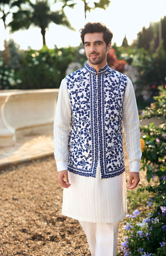 Blue Thread Work Bundi Set