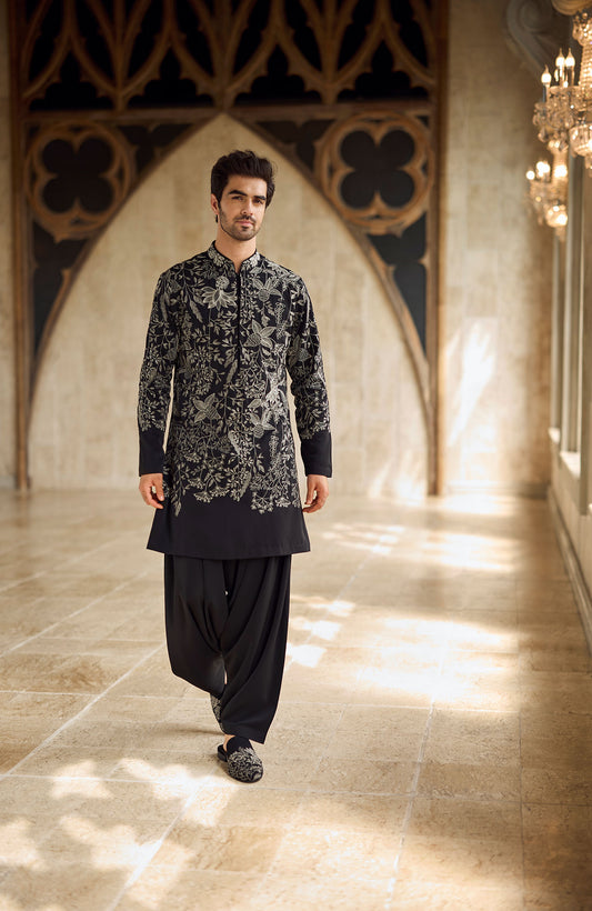 Black & Silver Kurta Set