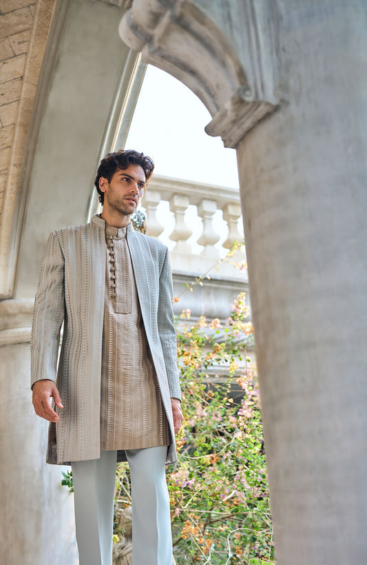 Sage Green Open Jacket Set