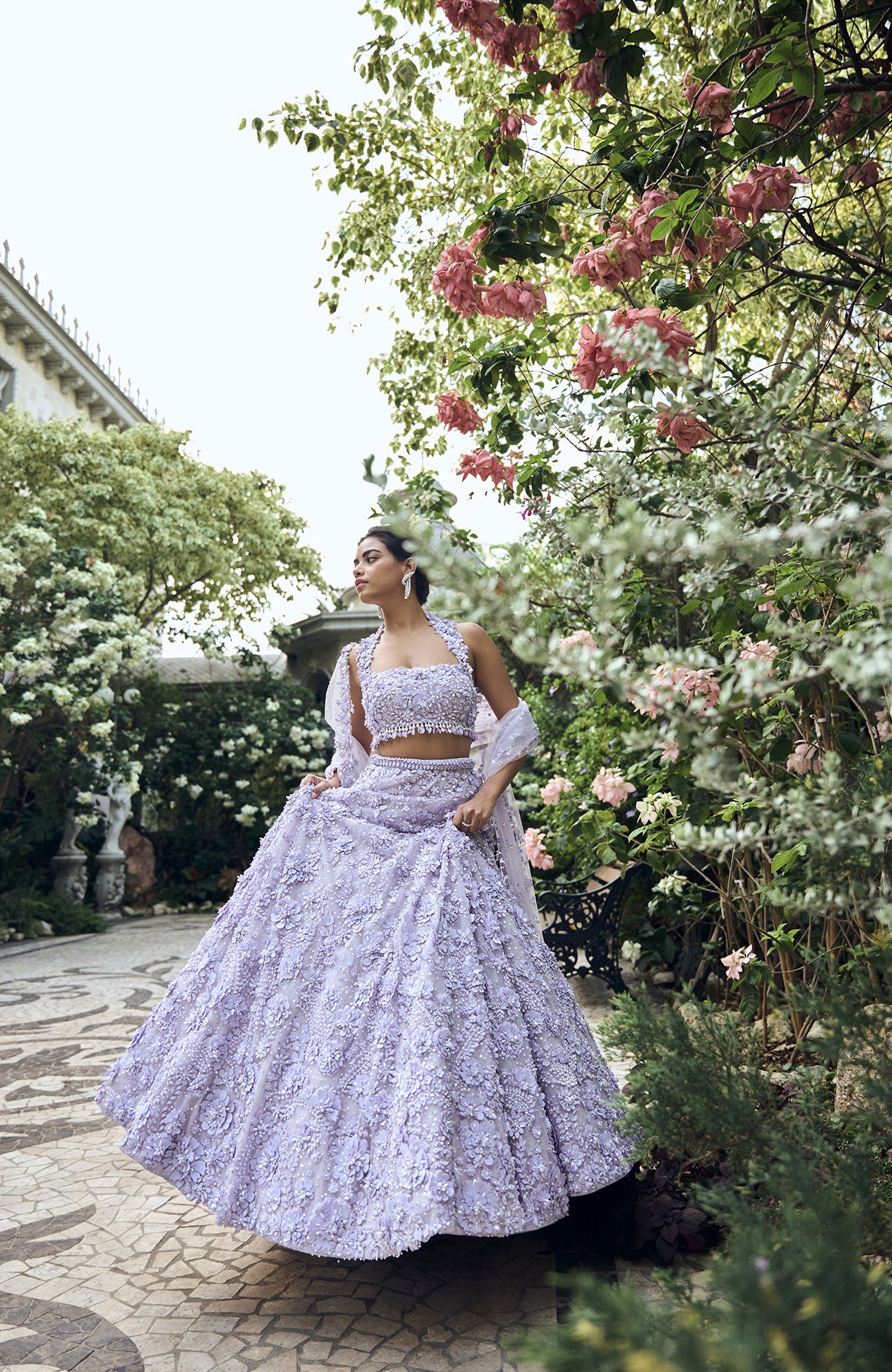 Lilac Three-Dimensional Lehenga Set