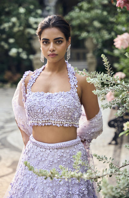 Lilac Three-Dimensional Lehenga Set