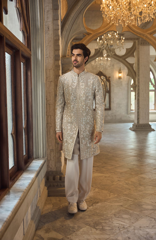 Greige Sherwani Set