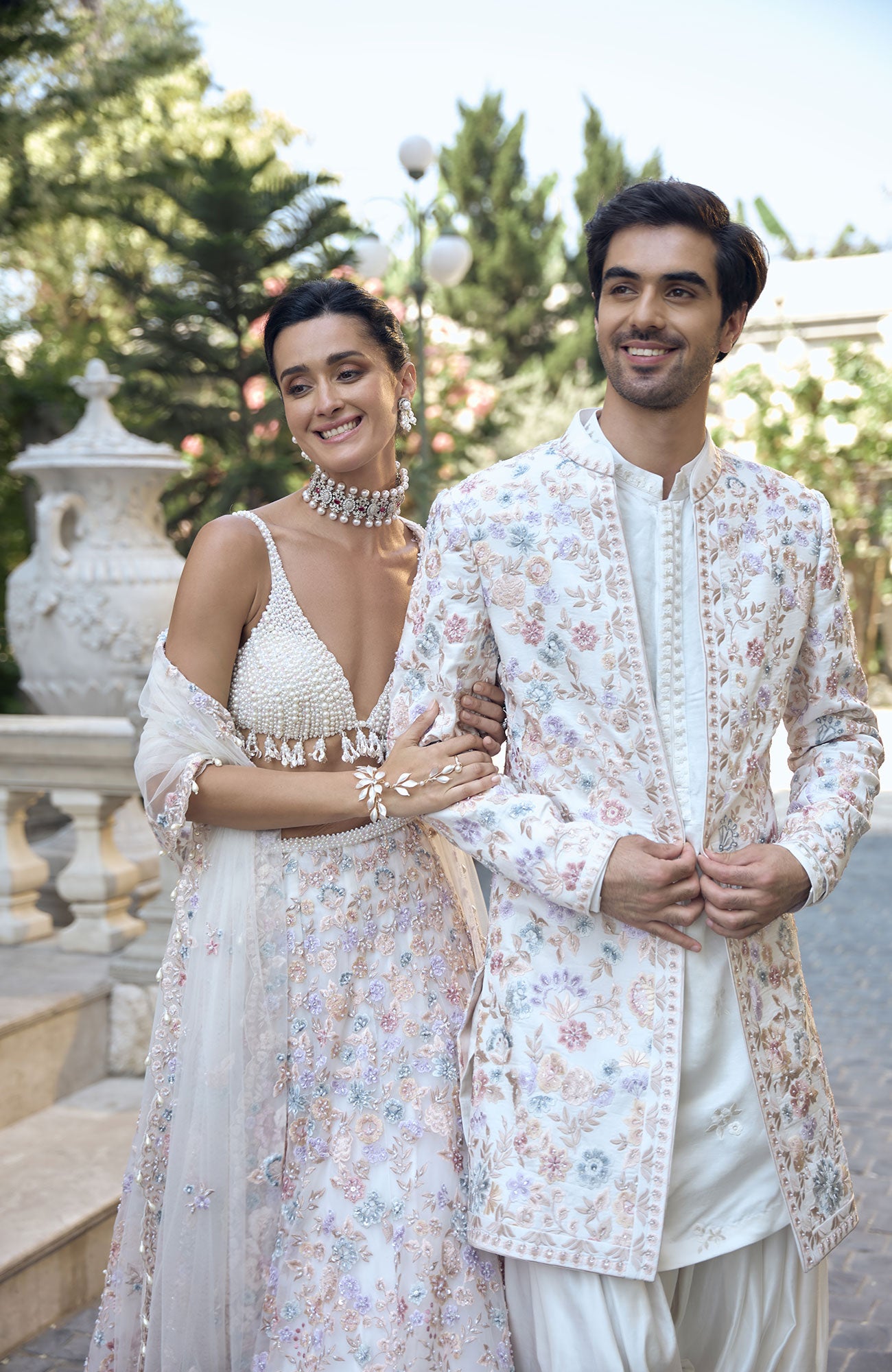 Multi-Coloured Pearl Lehenga Set
